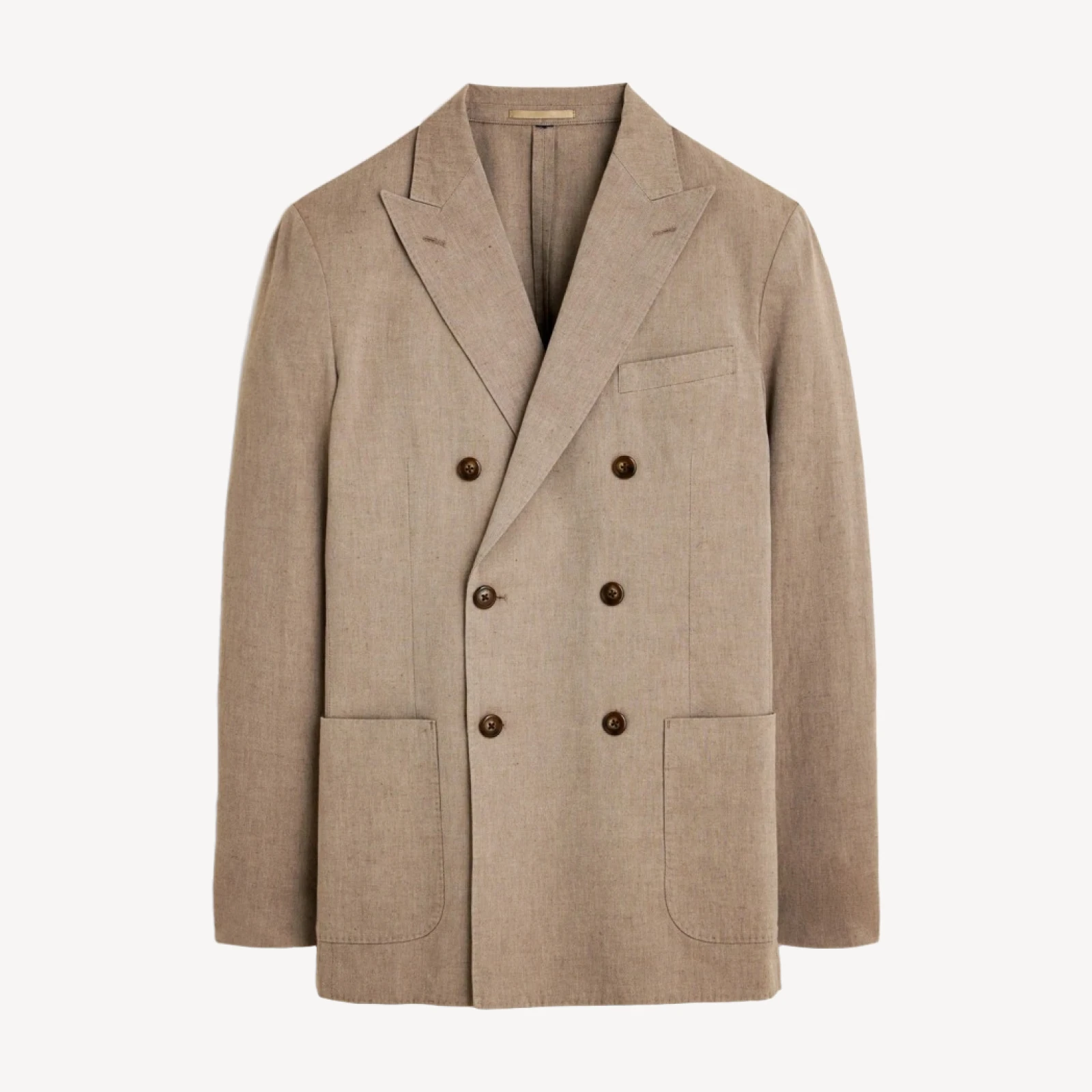 Ludlow Slim-fit double-breasted suit jacket in Irish cotton-linen blend