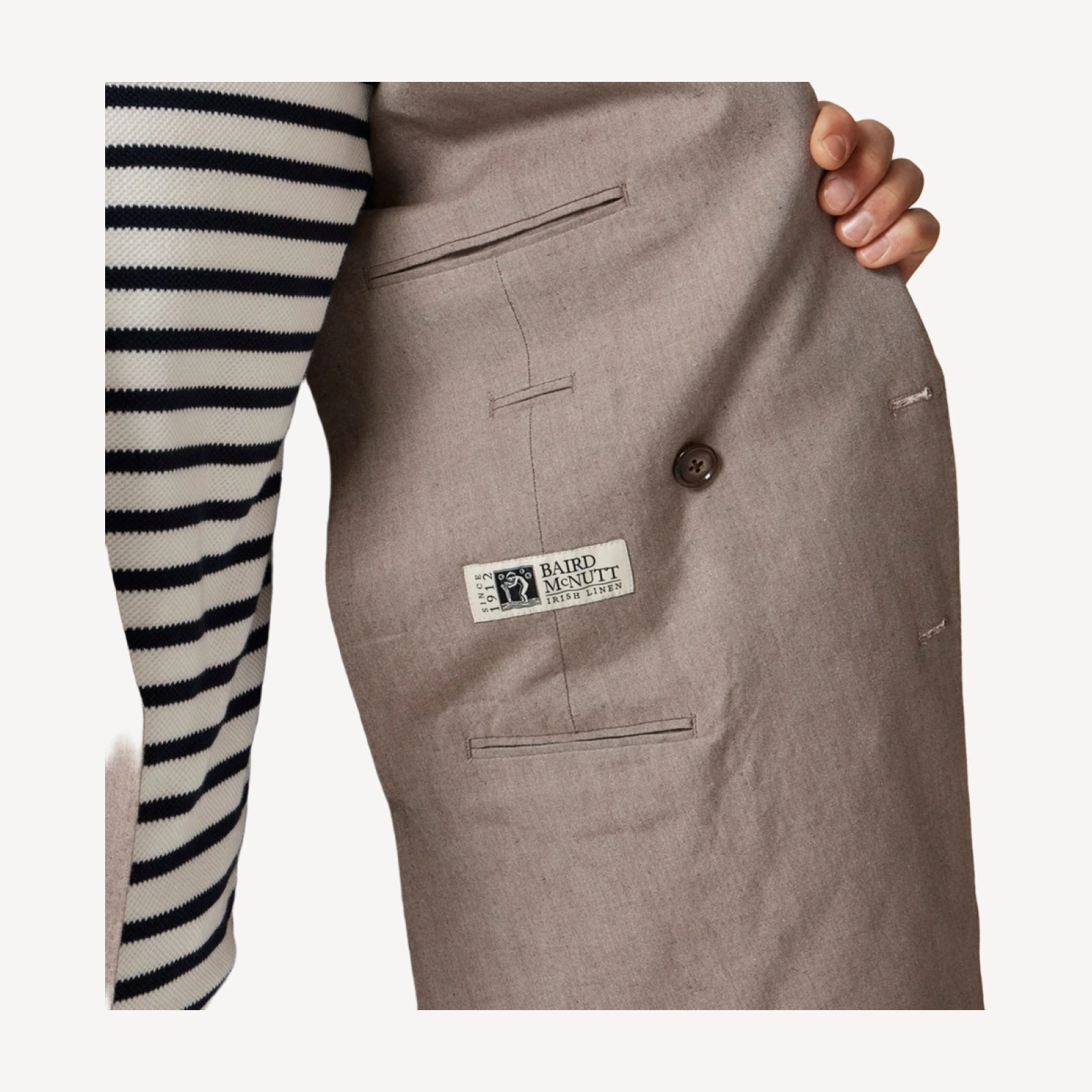 Ludlow Slim-fit double-breasted suit jacket in Irish cotton-linen blend