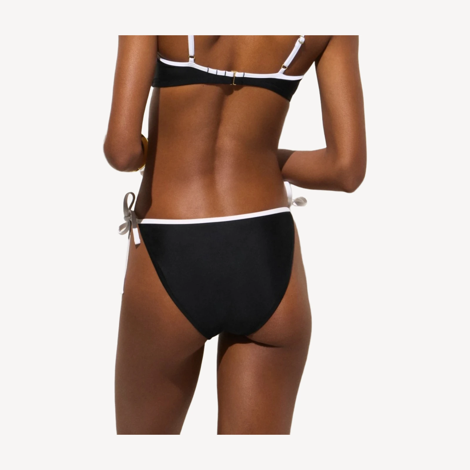 Contrast-trim string bikini bottom
