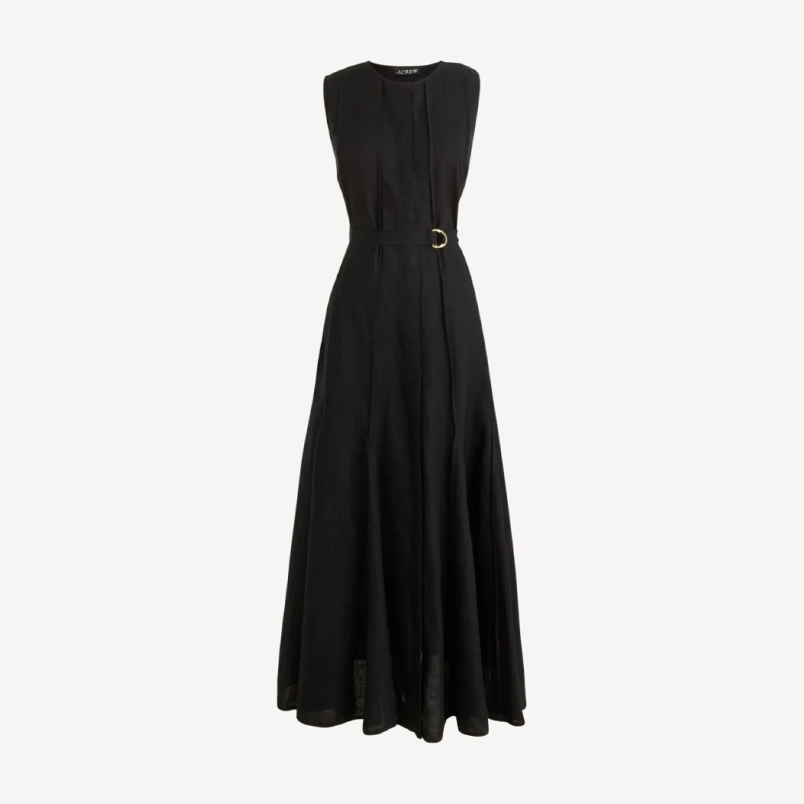 Seamed linen dress with removable belt