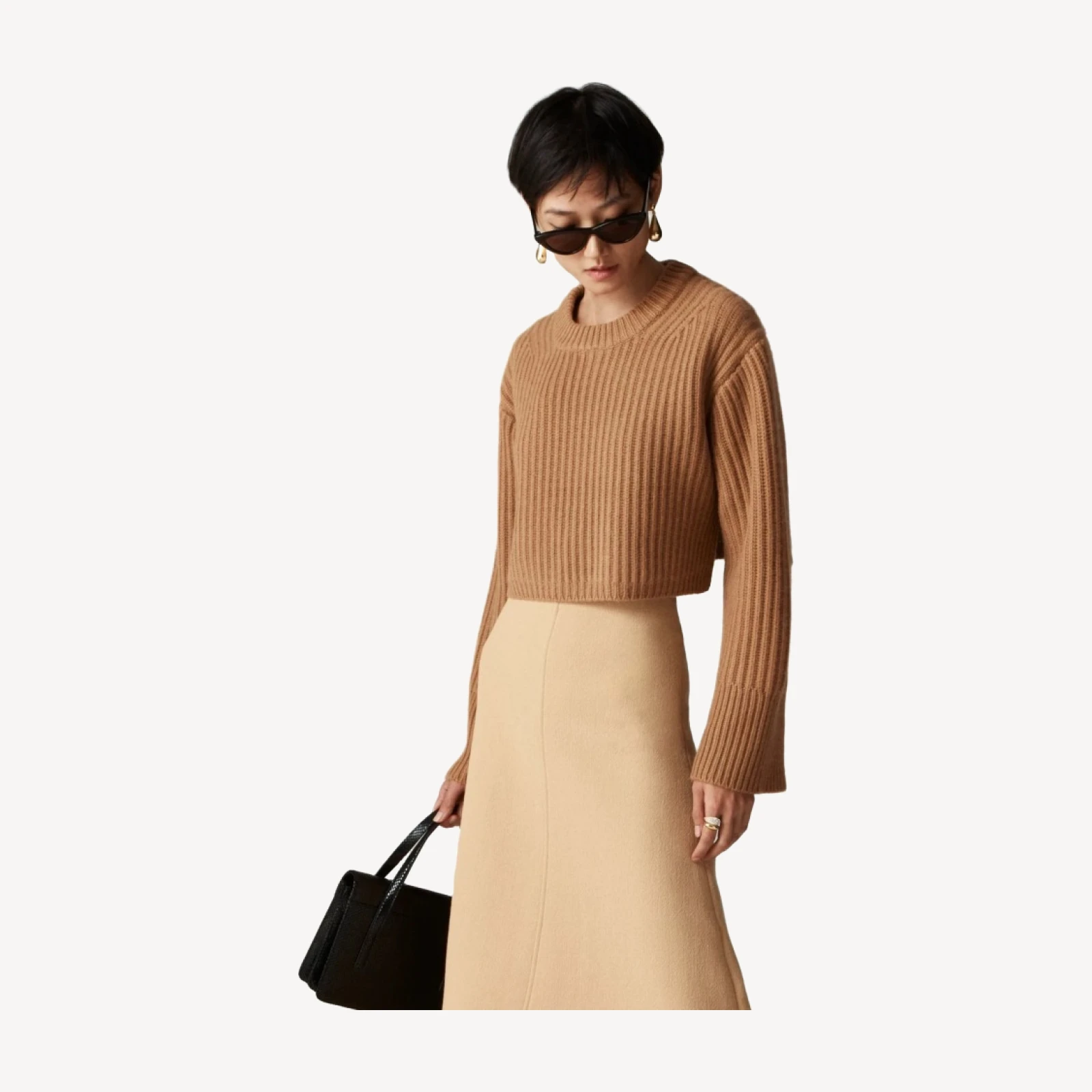 Spring Street cropped ribbed cashmere crewneck sweater