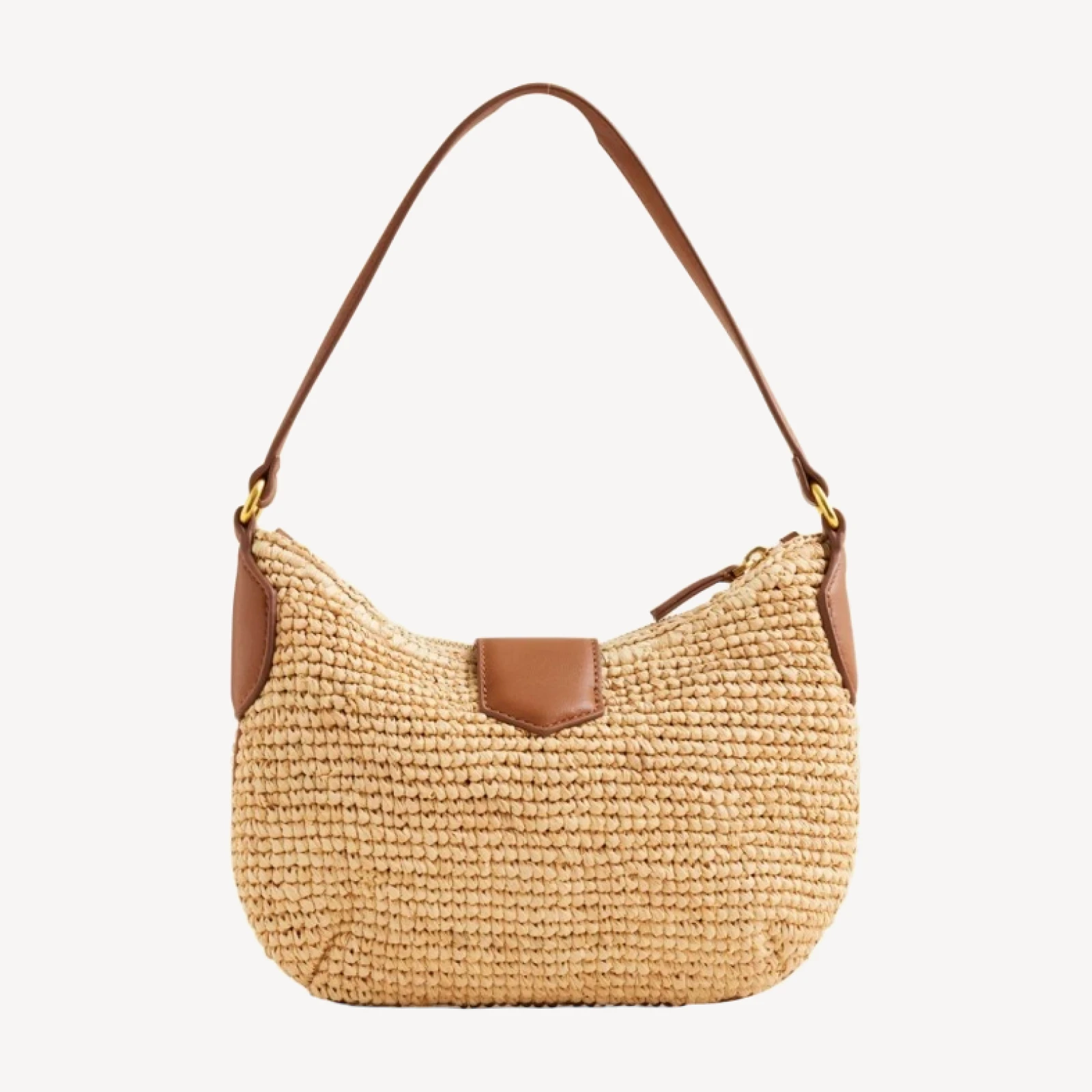 Berkeley buckle shoulder bag in handknotted straw