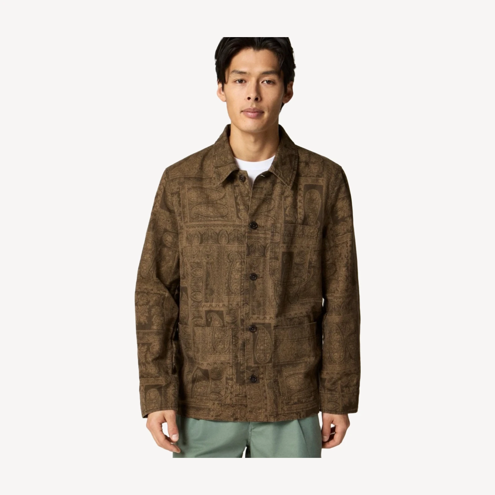 Cotton-linen blend chore jacket