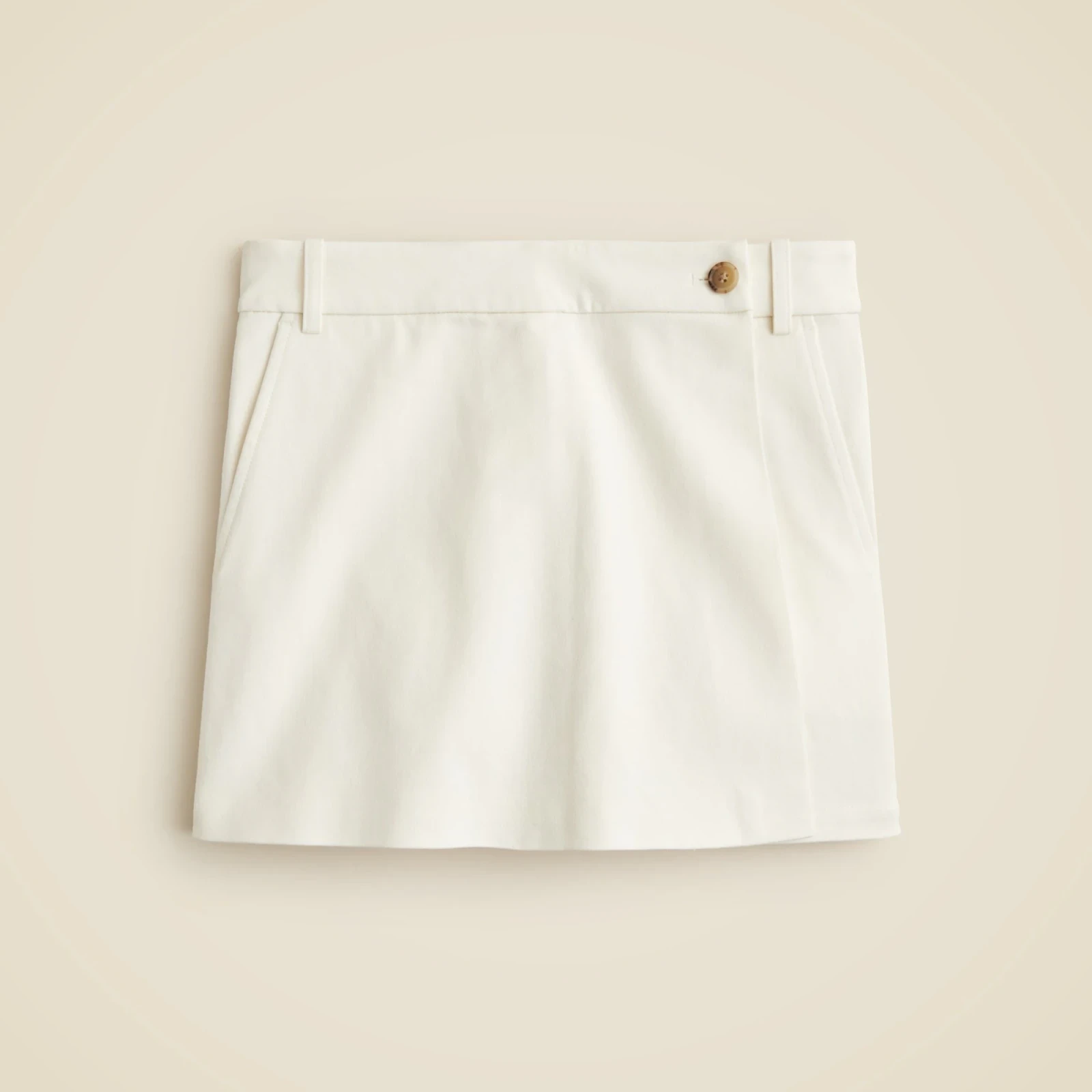 Wrap-front skort in bi-stretch cotton blend