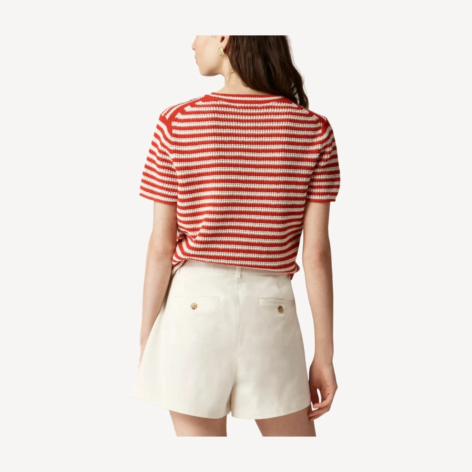 Wrap-front skort in bi-stretch cotton blend