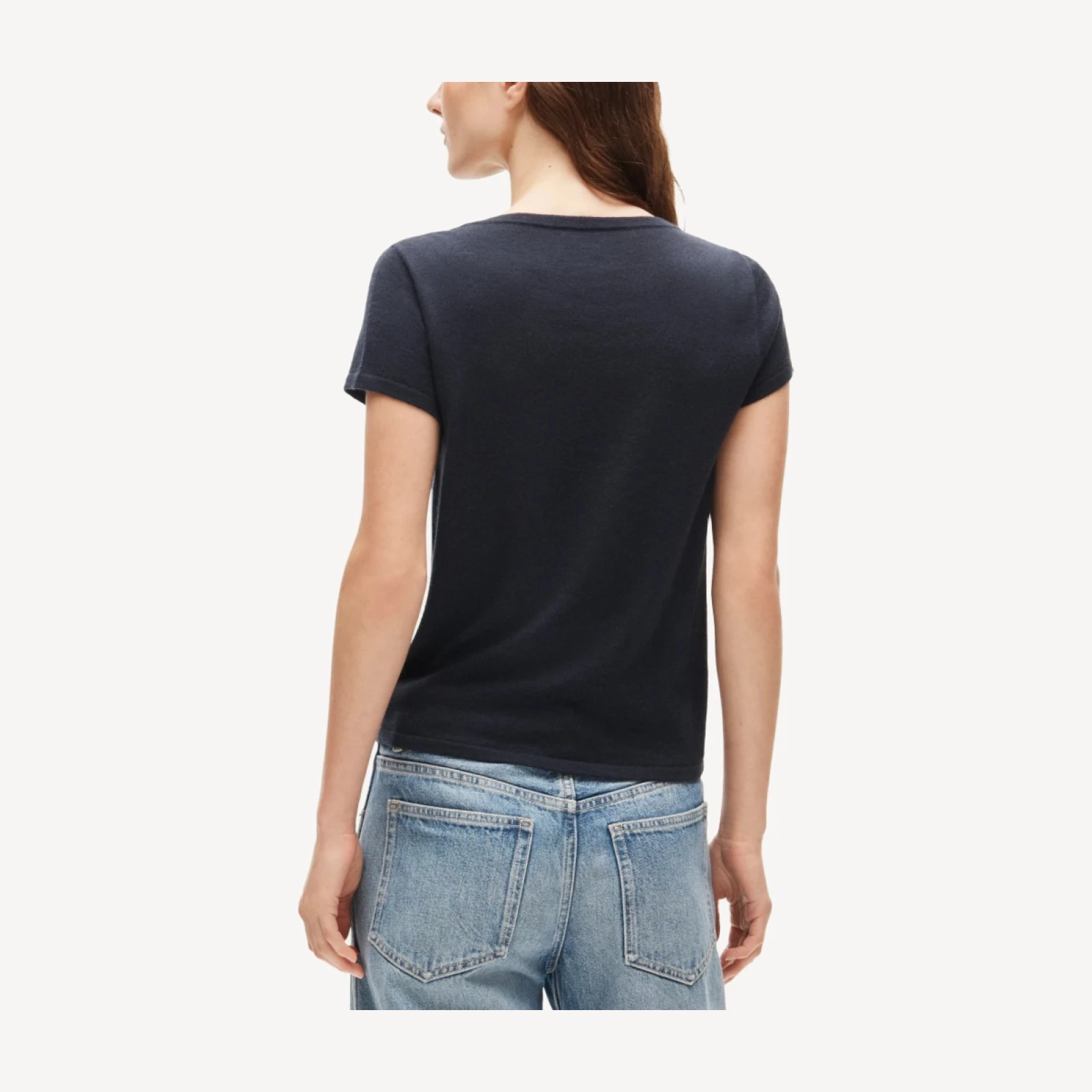 Featherweight cashmere beaded "La mer" graphic sweater-tee