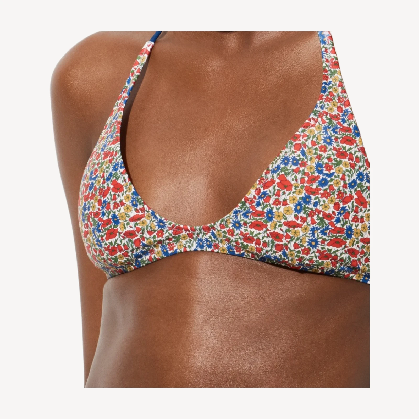 Halter-neck bikini top in Liberty® floral fabric