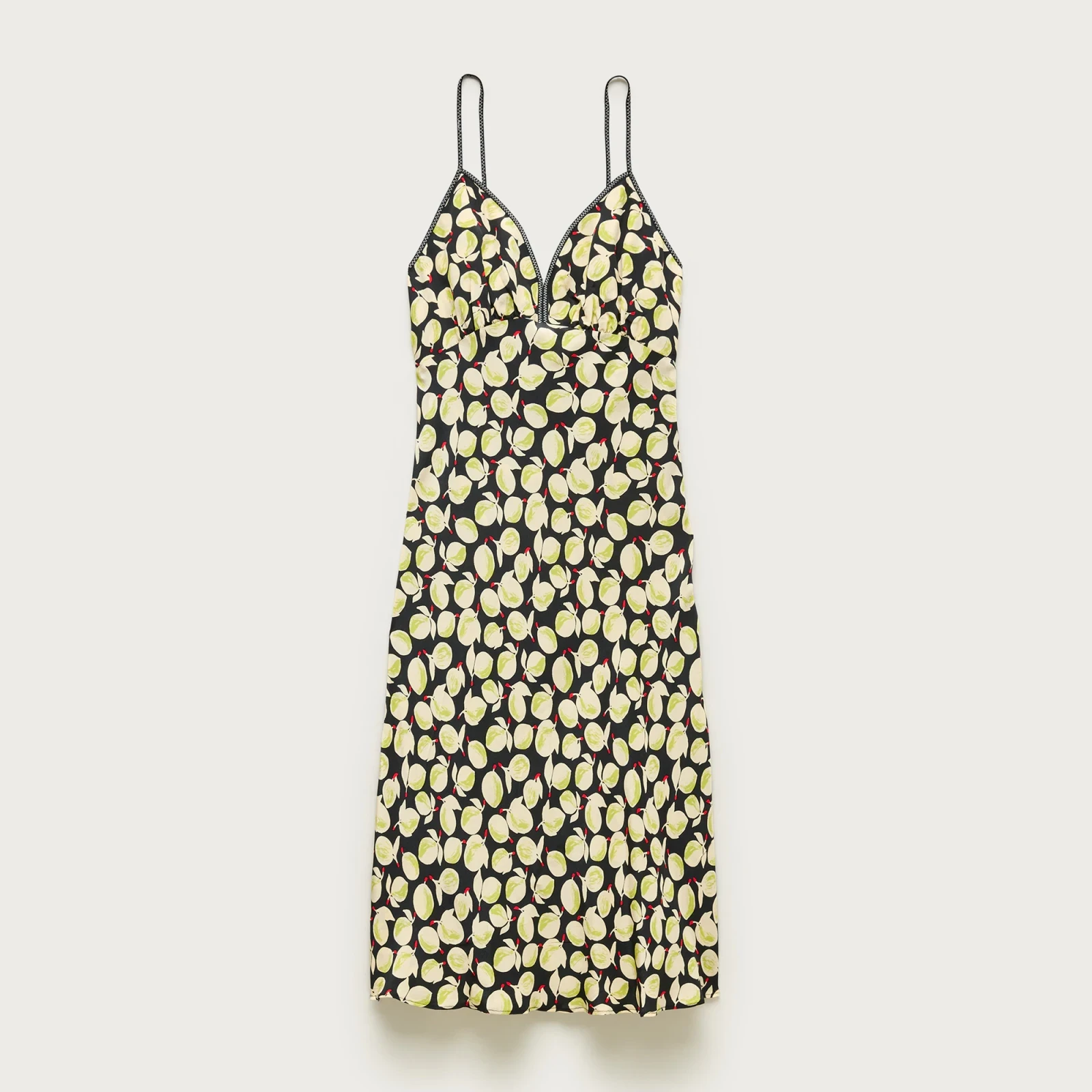 Slip dress in lemon-print crepe de chine