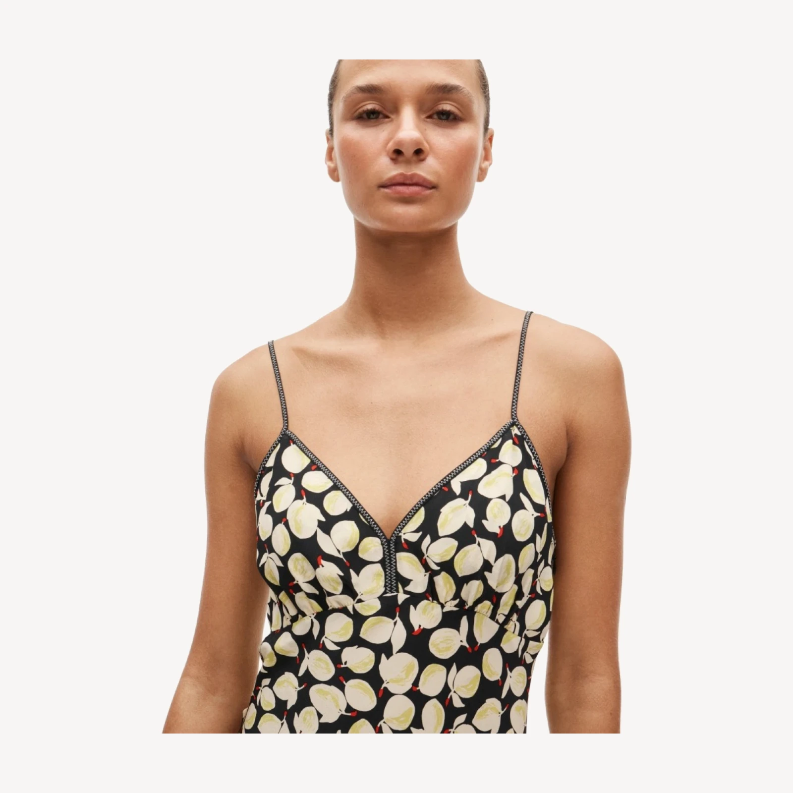 Slip dress in lemon-print crepe de chine