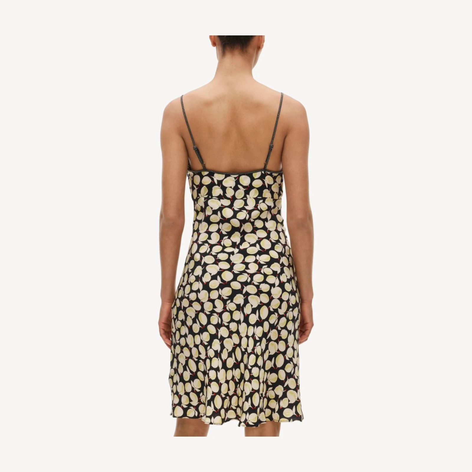 Slip dress in lemon-print crepe de chine