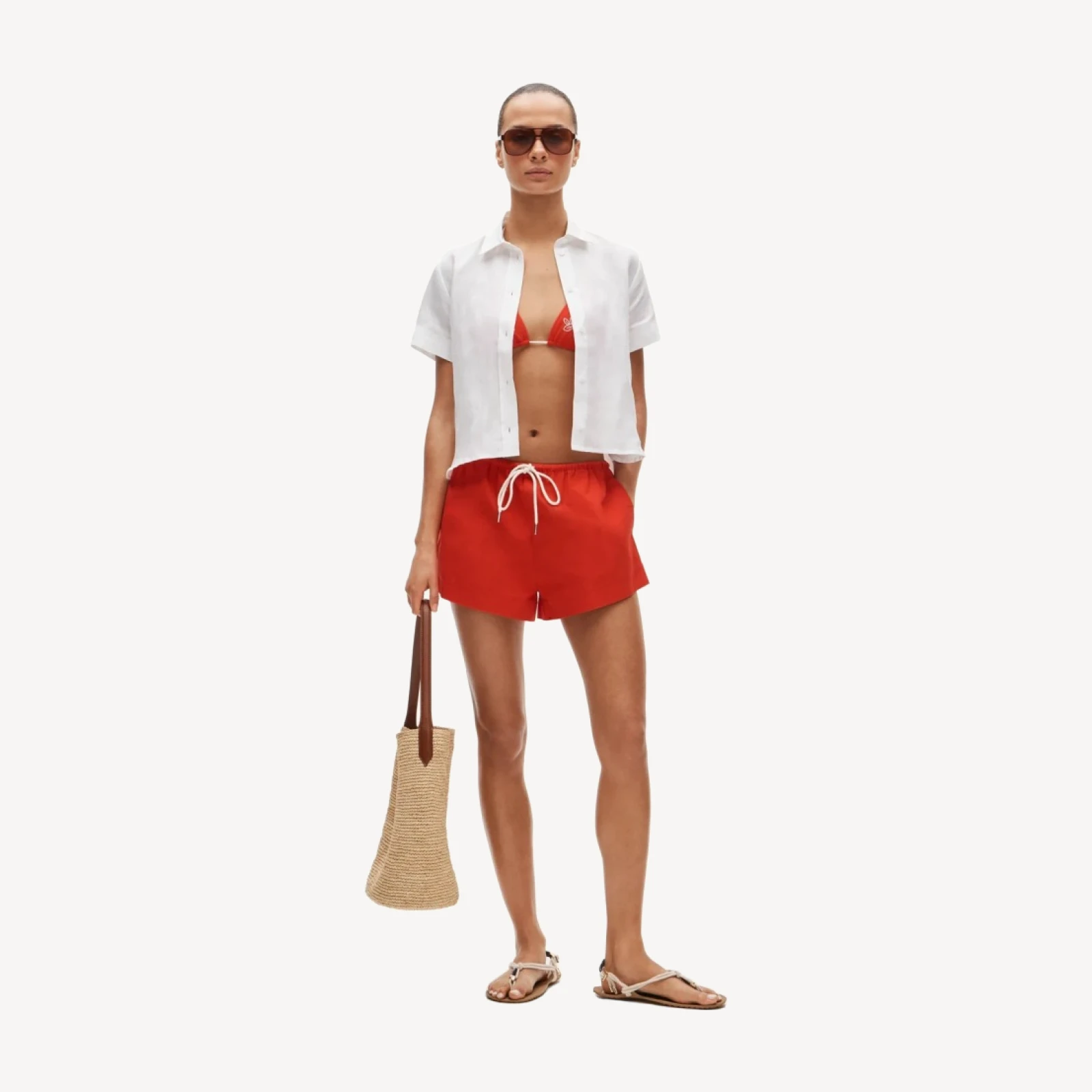 Cruise drawstring short in cotton poplin