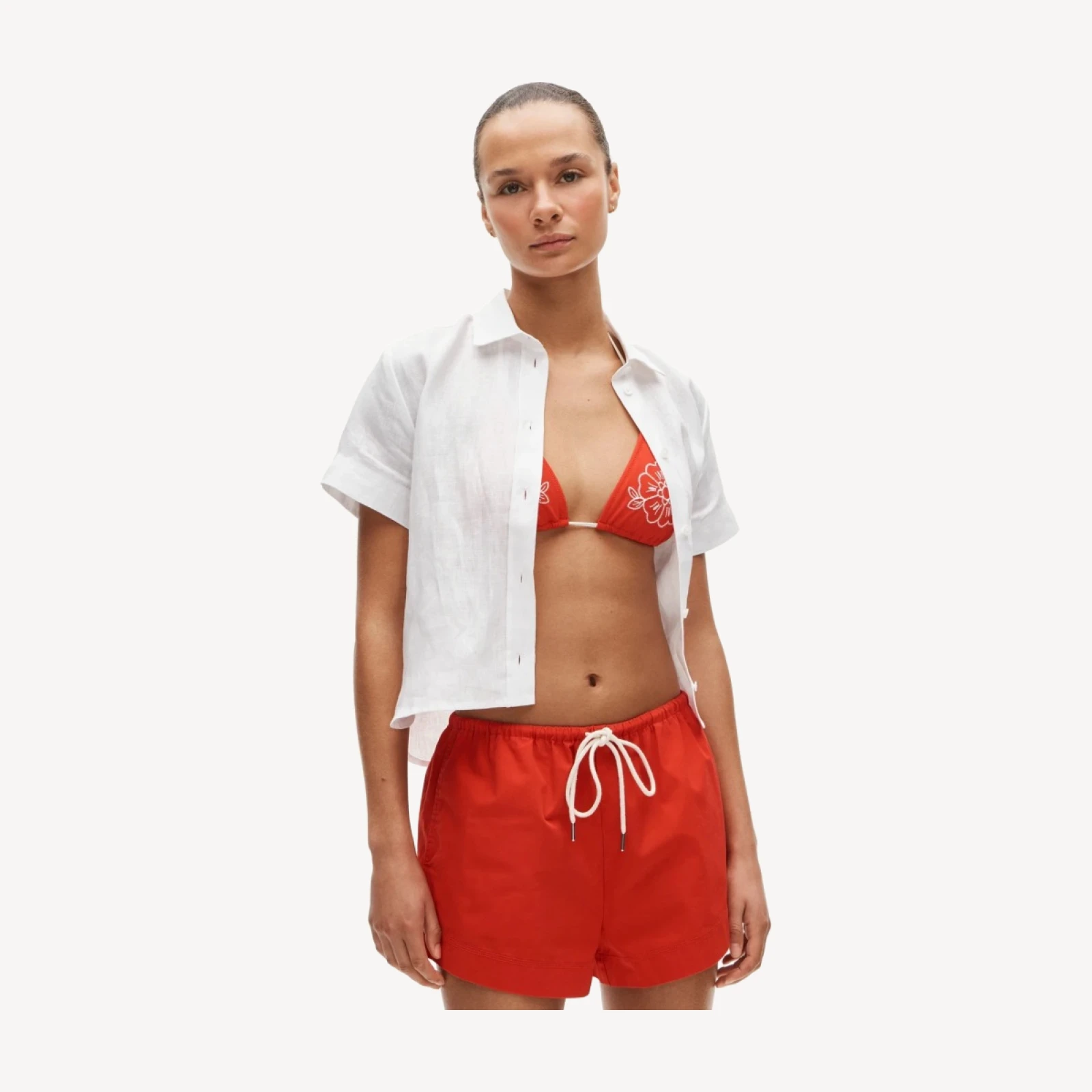 Cruise drawstring short in cotton poplin