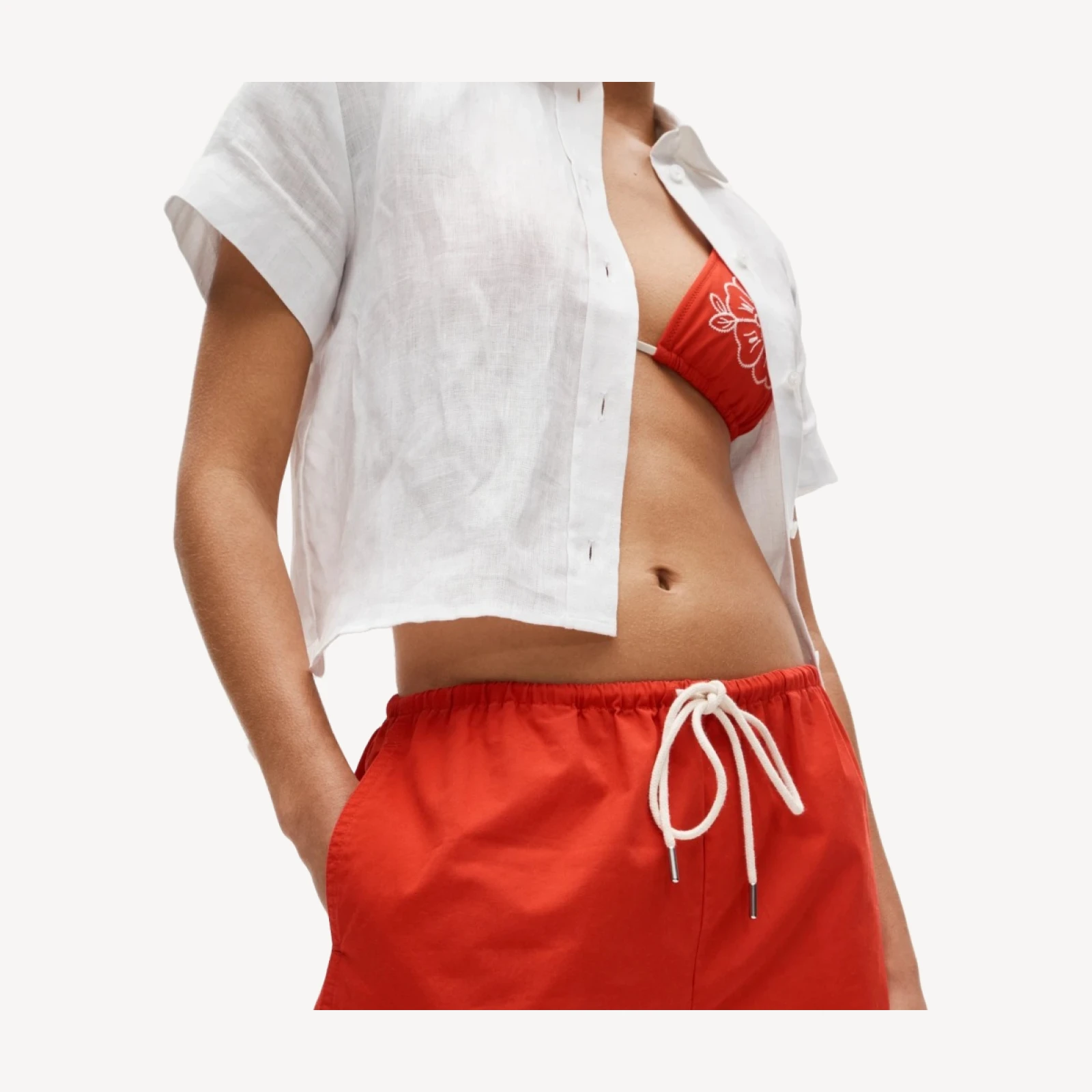 Cruise drawstring short in cotton poplin