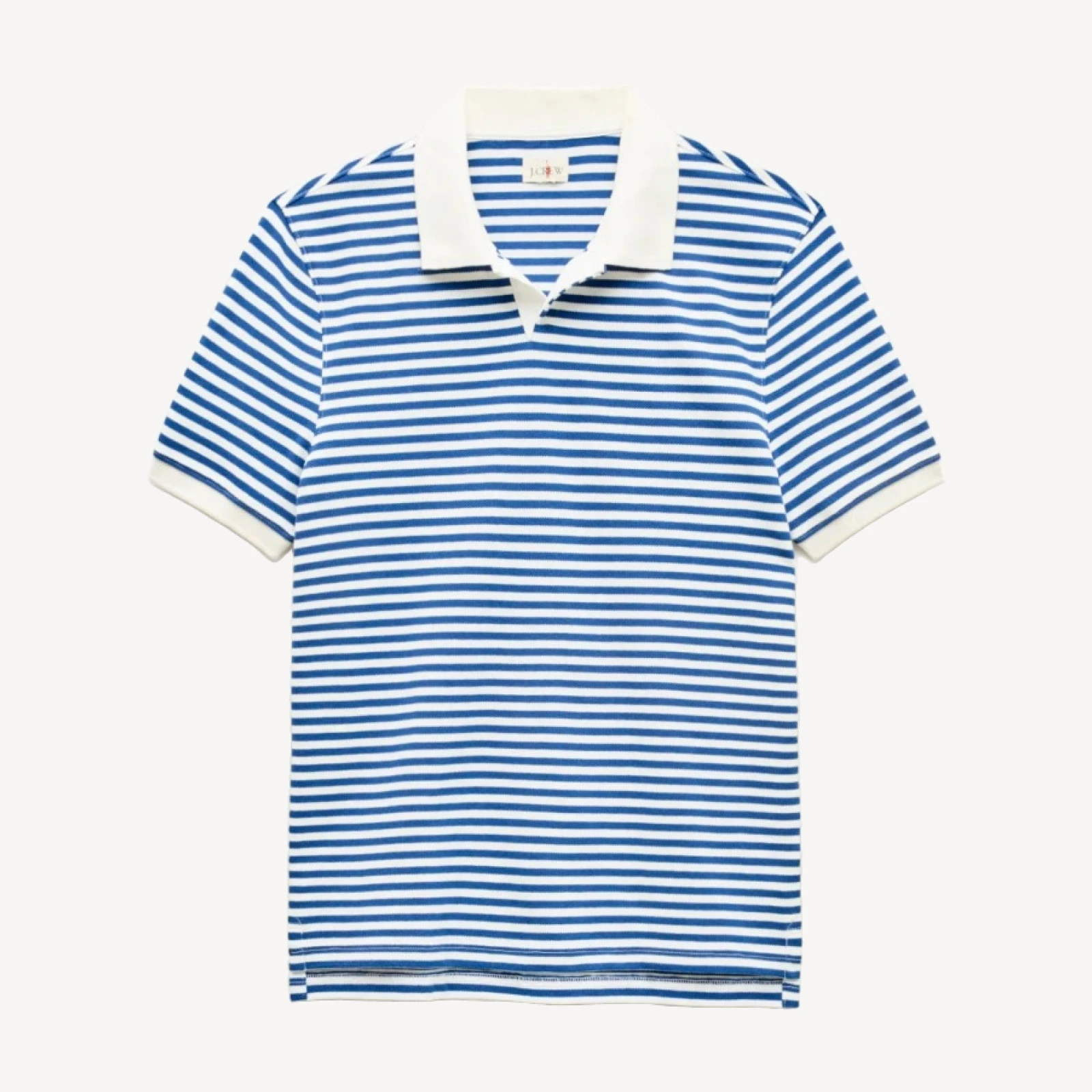 Piqué johnny-collar polo shirt in stripe