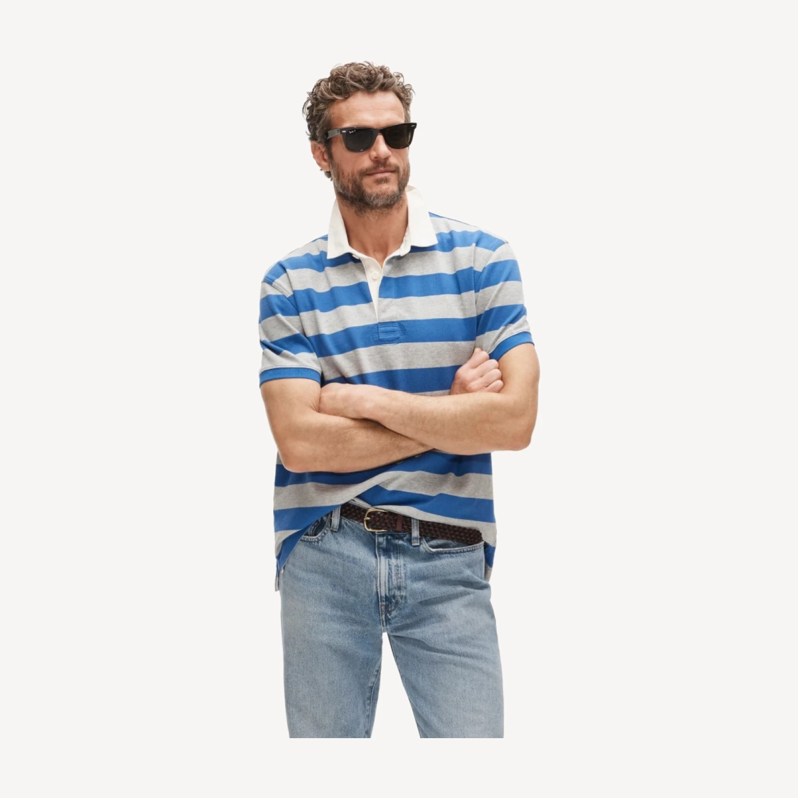 Short-sleeve rugby shirt in stripe