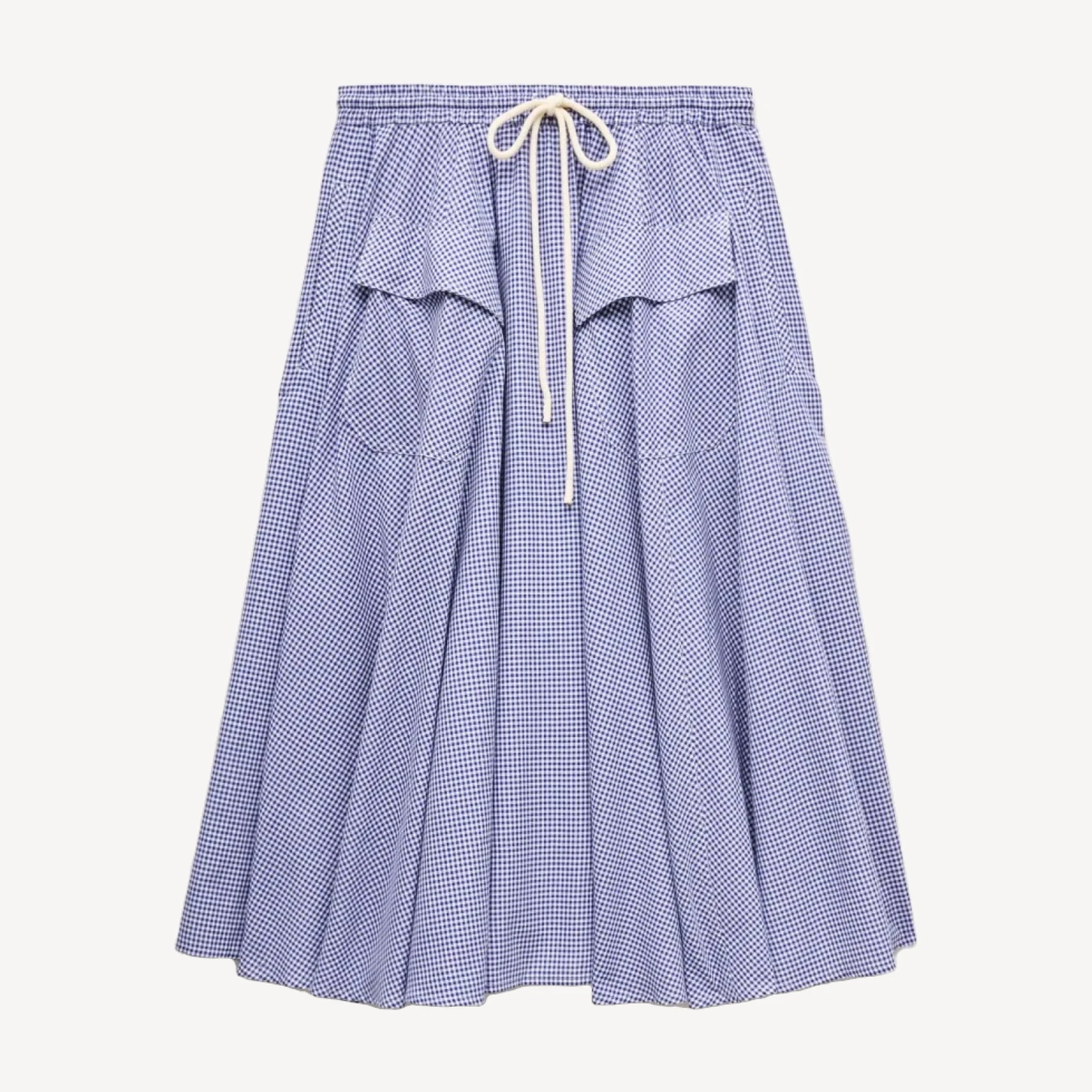Drawstring skirt in gingham cotton madras