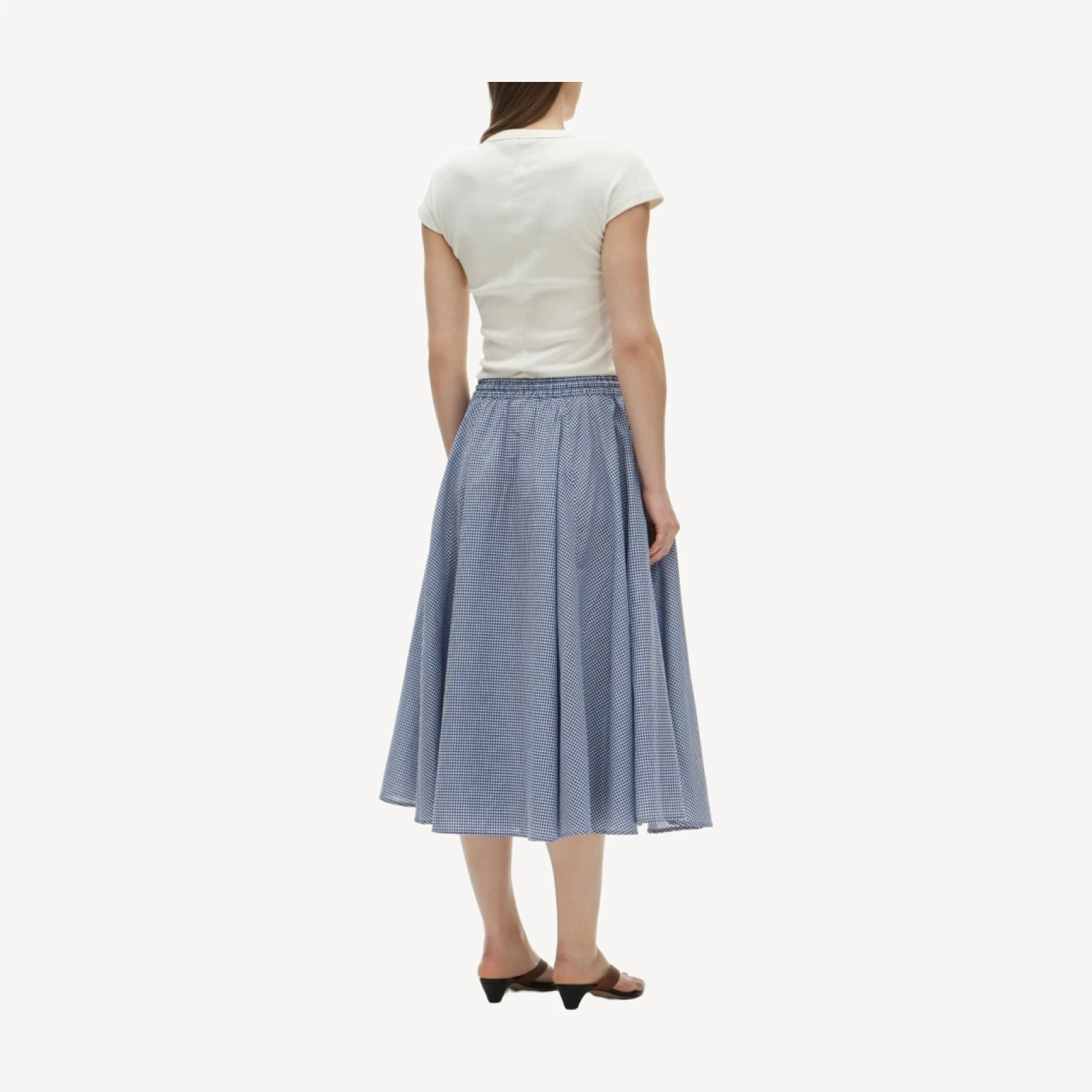 Drawstring skirt in gingham cotton madras