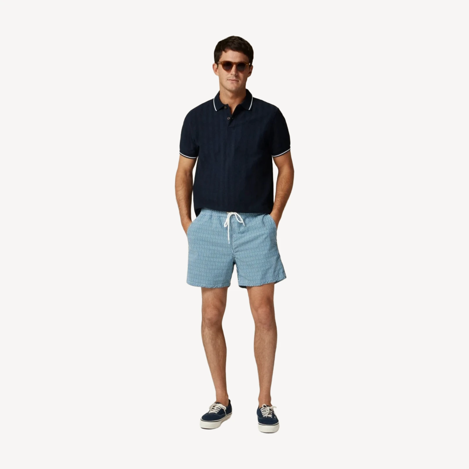 6'' stretch swim trunk in print with ECONYL® nylon