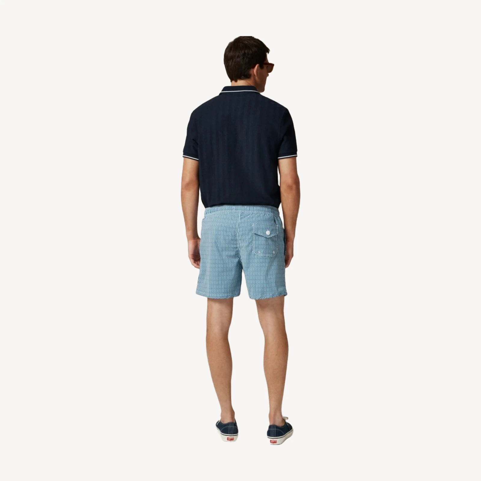 6'' stretch swim trunk in print with ECONYL® nylon