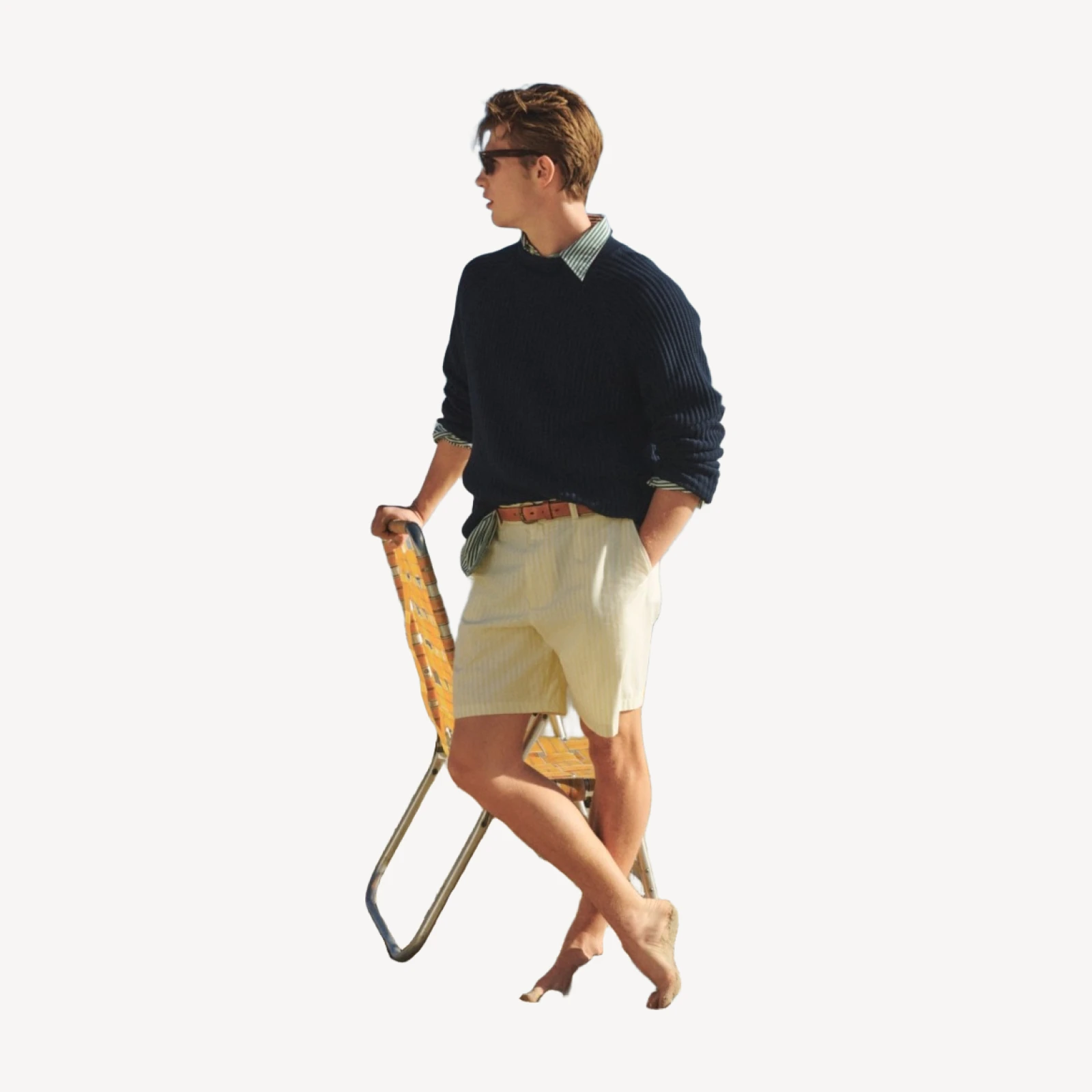 8" Classic chino short in stripe