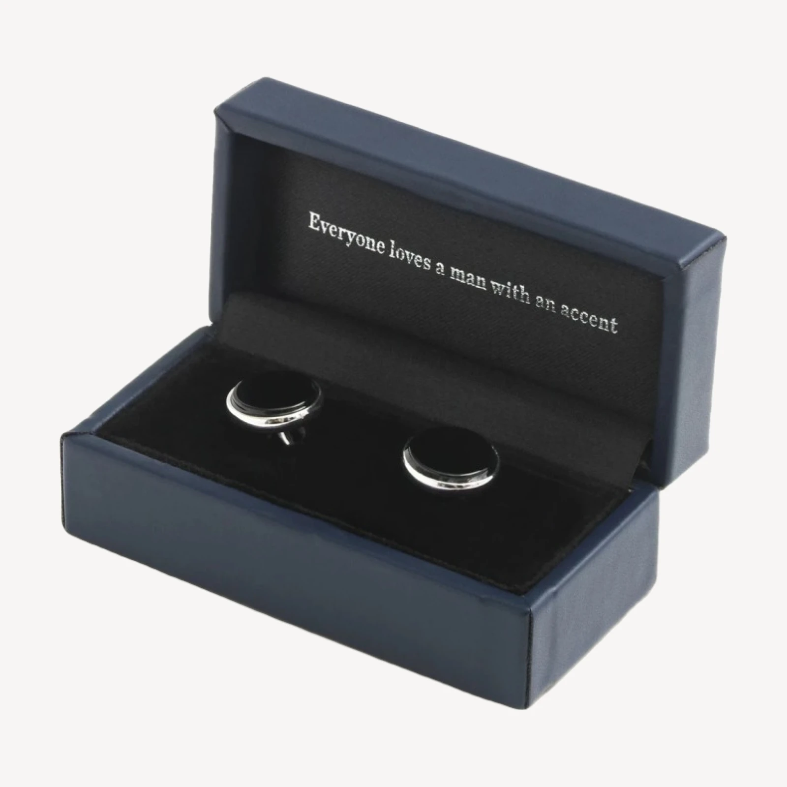 Black onyx sterling silver rounded cuff links
