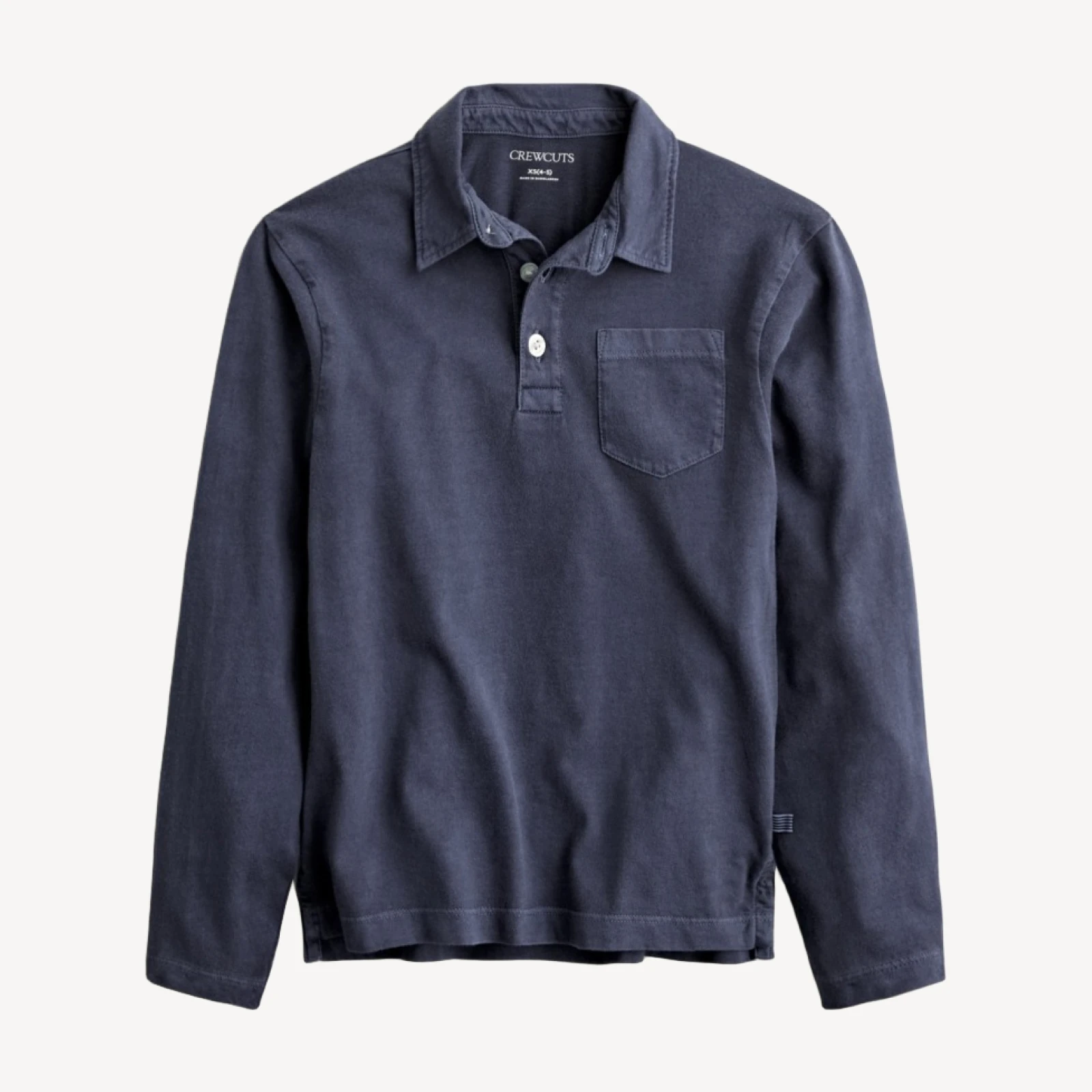 Kids' garment-dyed long-sleeve polo shirt in broken-in-jersey