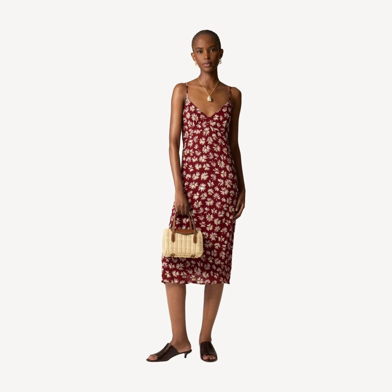 Small rattan top-handle bag