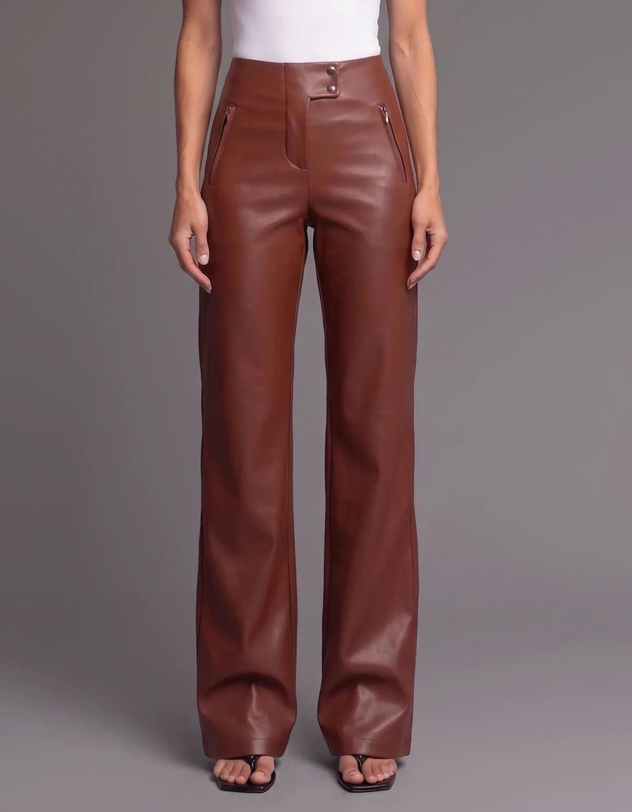 AIMEE LEATHER PANTS [Mocha]