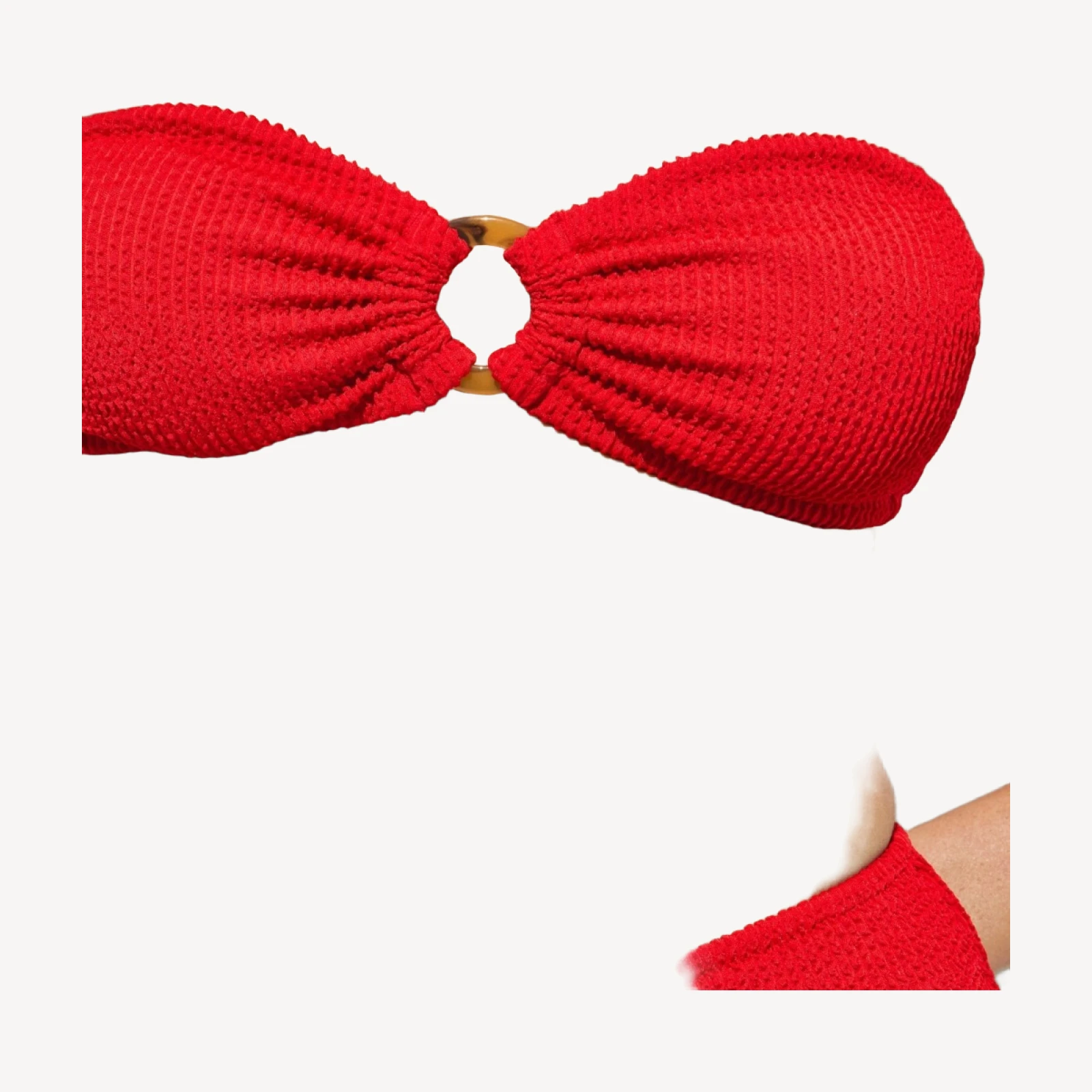 Bandeau scrunchie bikini top with O-ring