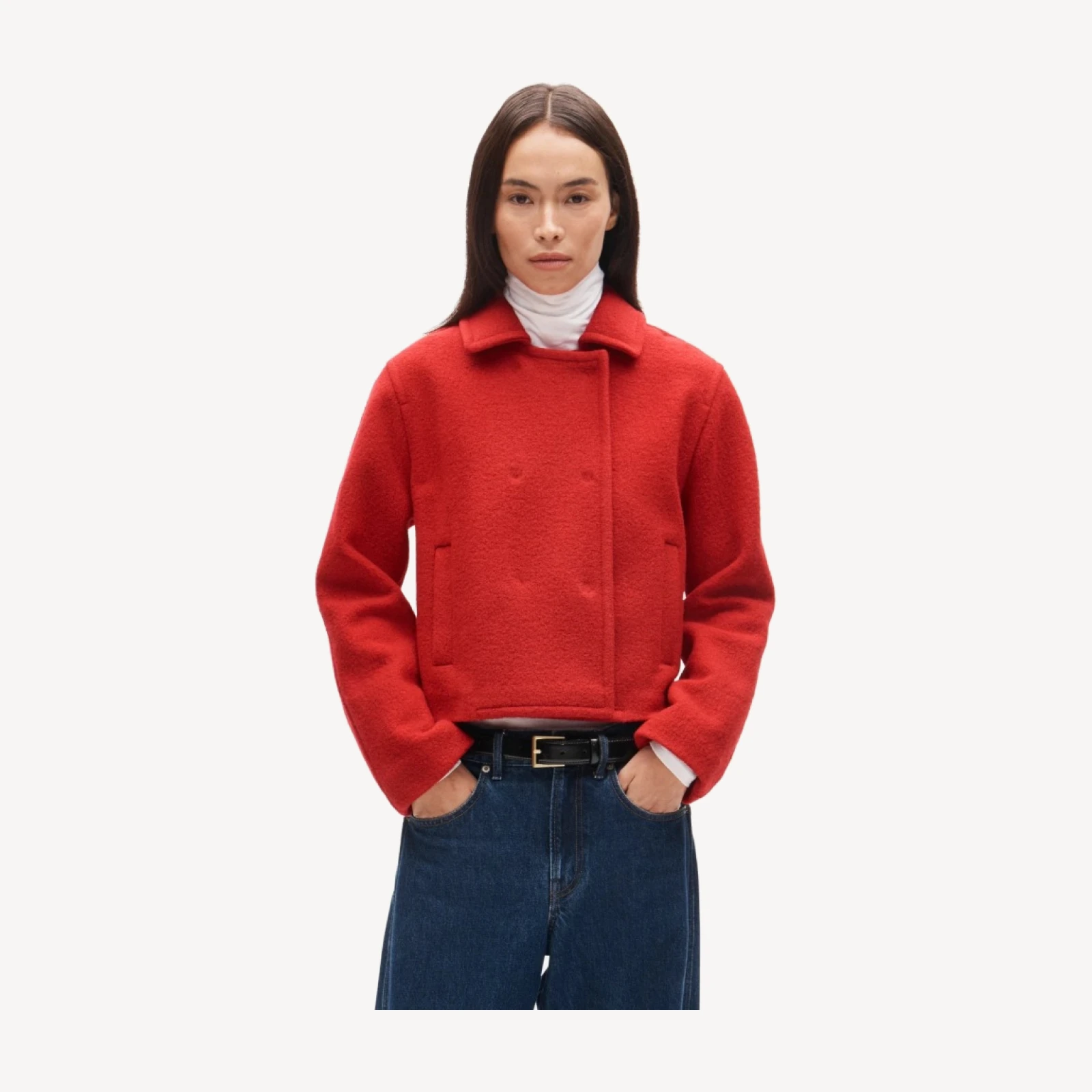 Double-breasted jacket in boiled wool