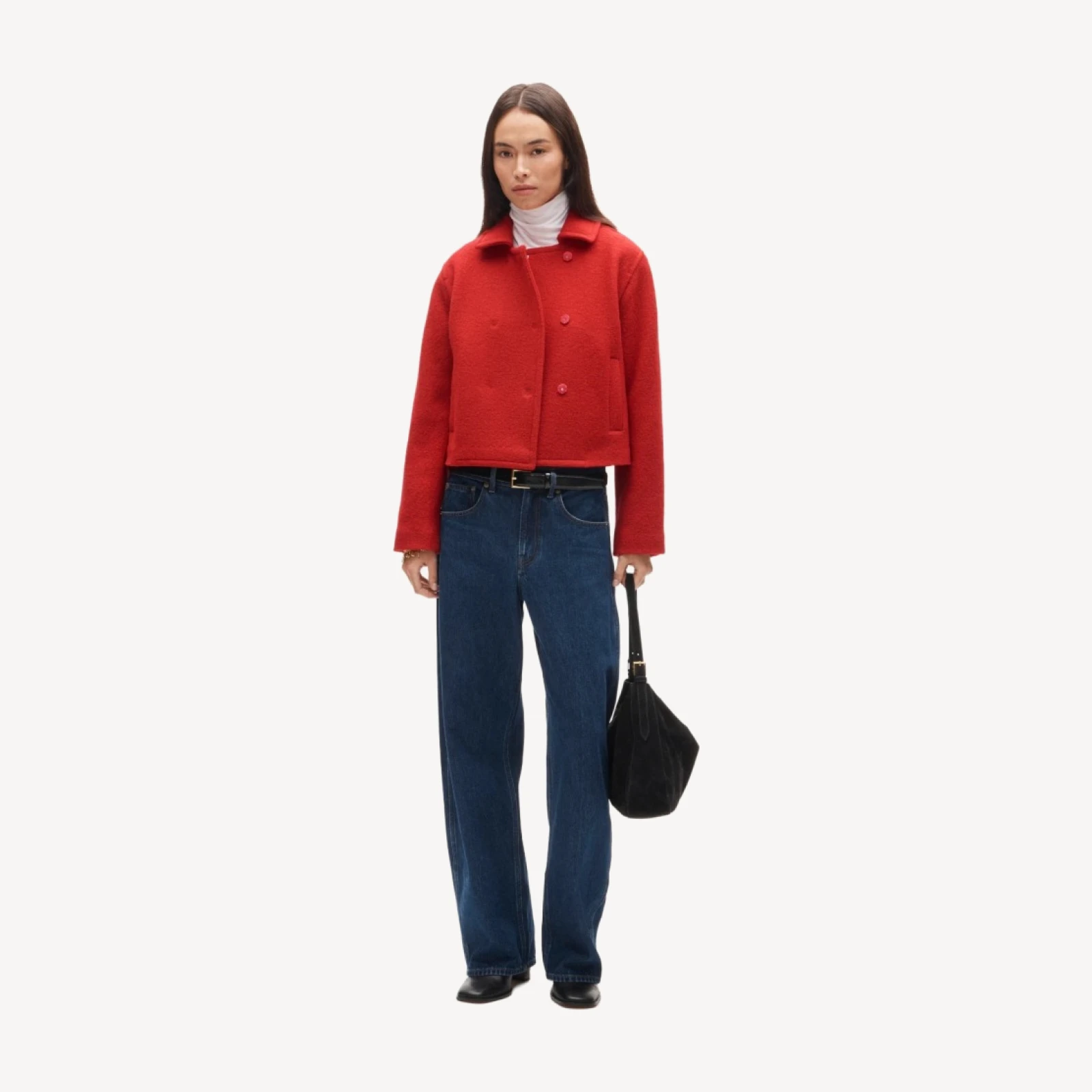 Double-breasted jacket in boiled wool