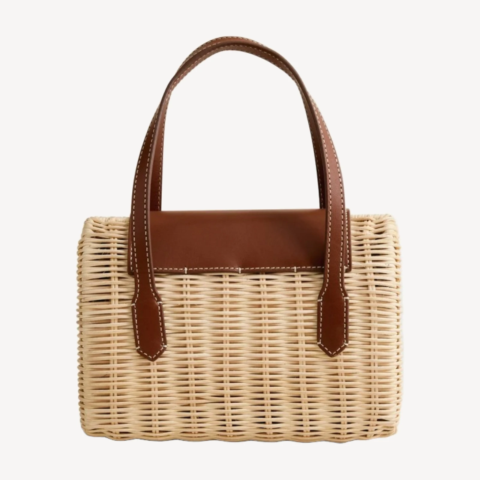 Small rattan top-handle bag