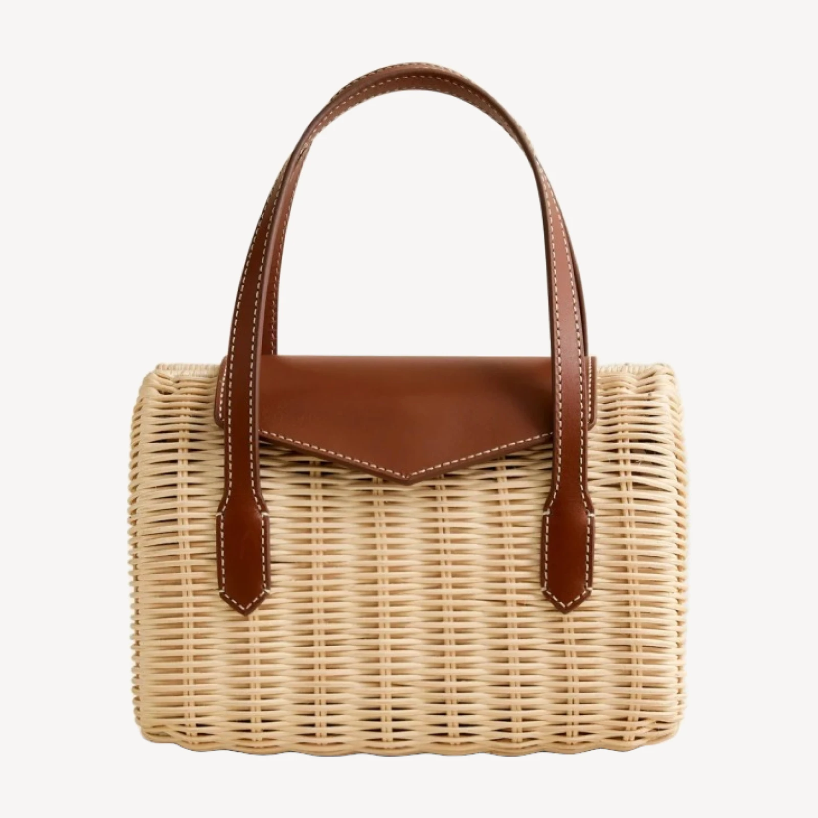 Small rattan top-handle bag