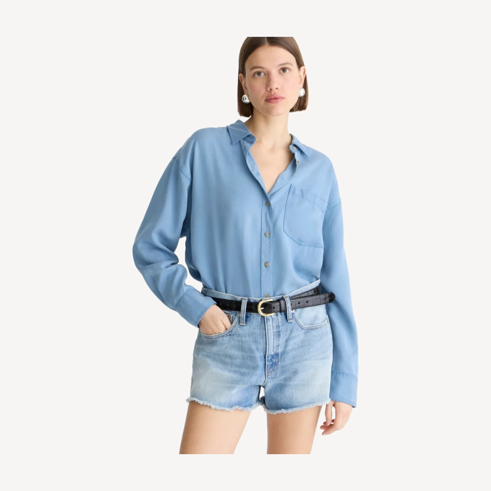 Relaxed denim short in chestnut wash