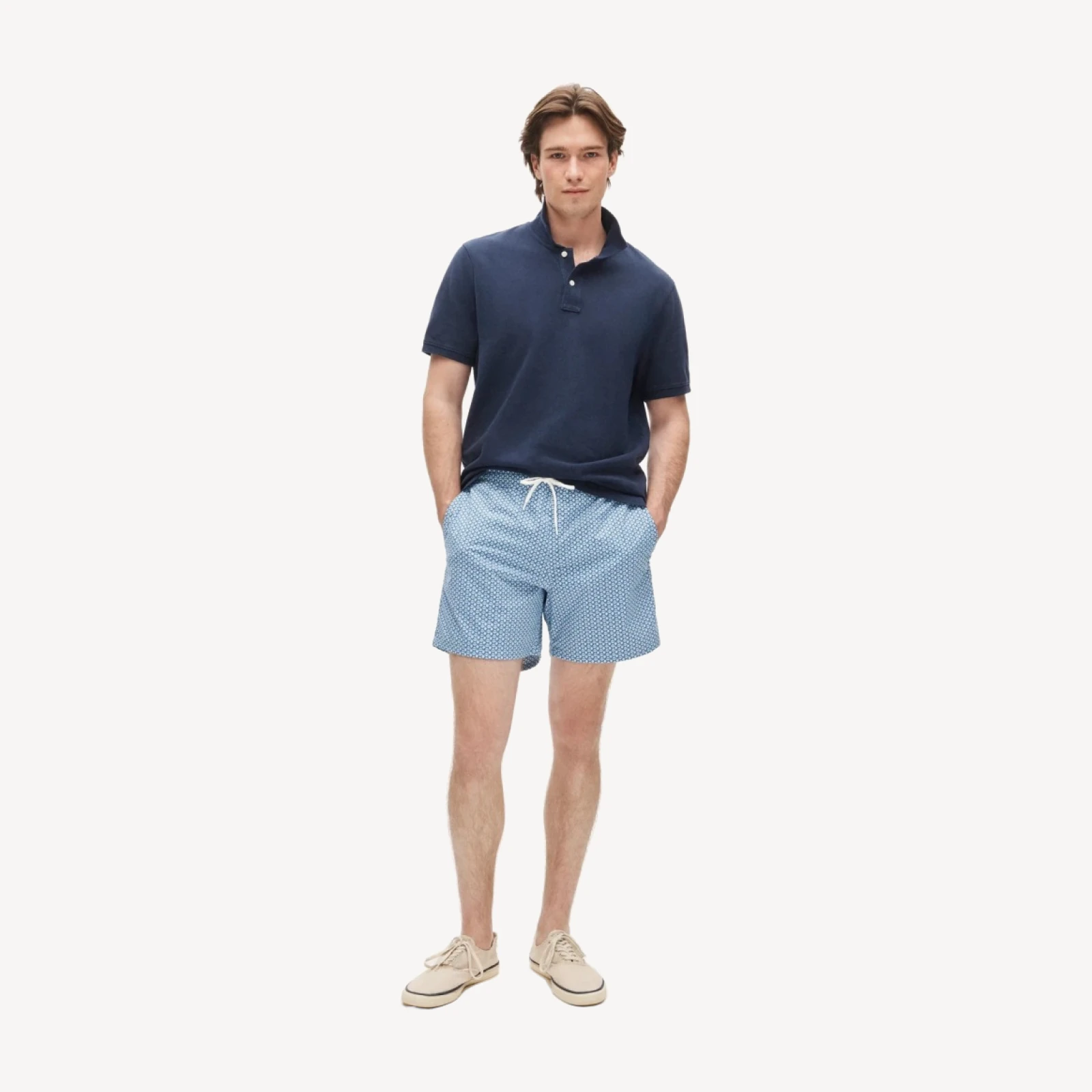 6'' stretch swim trunk in print with ECONYL® nylon