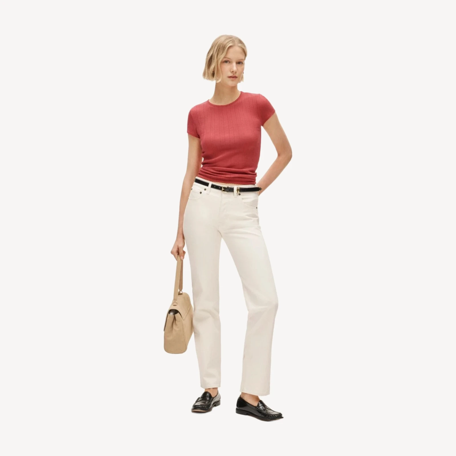 Pointelle short-sleeve T-shirt