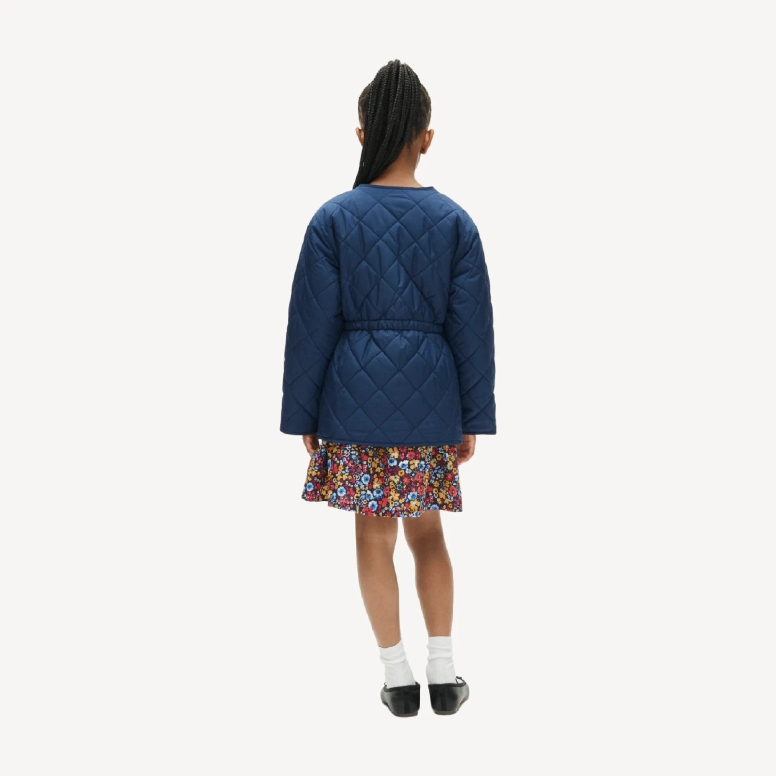 Girls' quilted cinched-waist jacket with PrimaLoft®