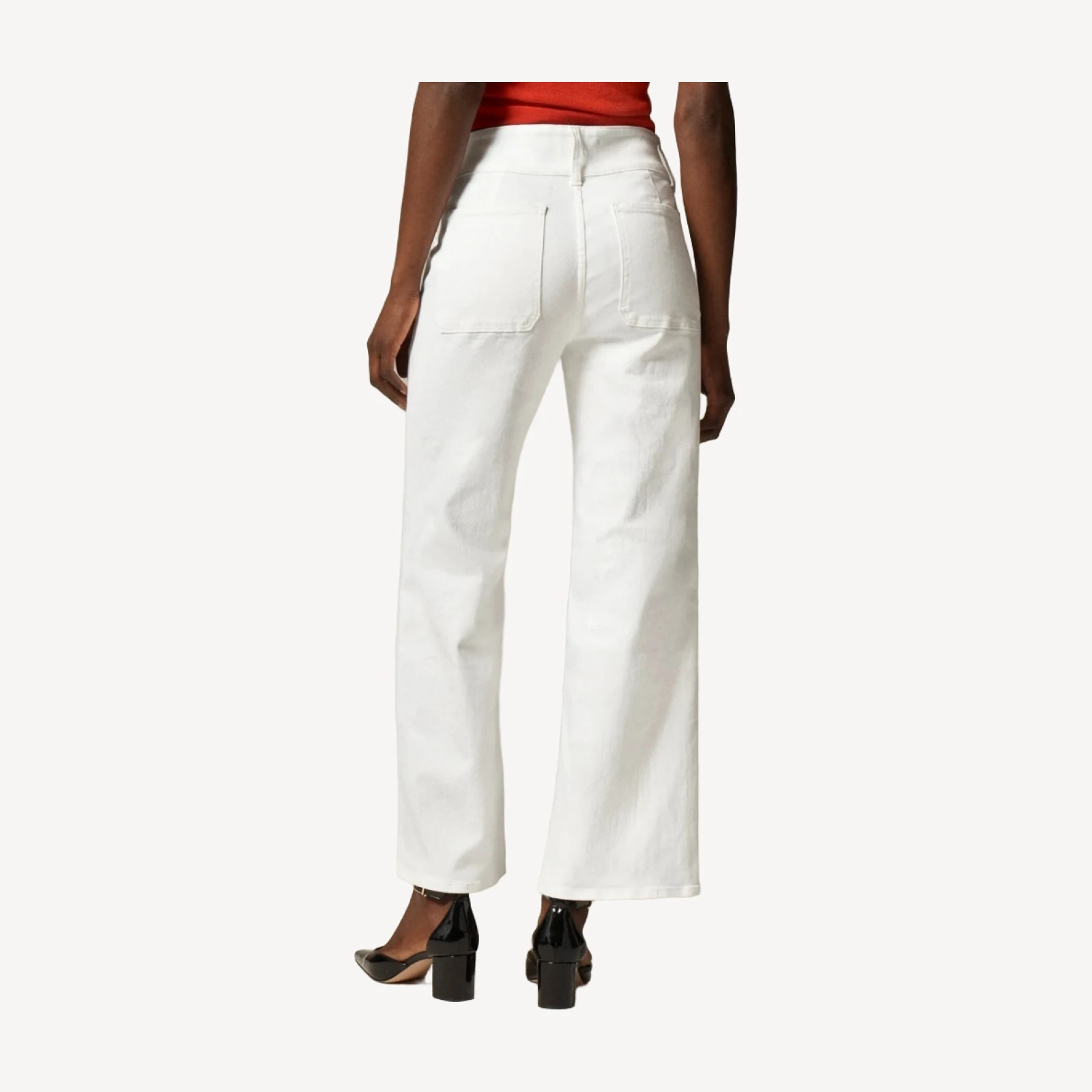 Tall slim-wide jean with stacked buttons