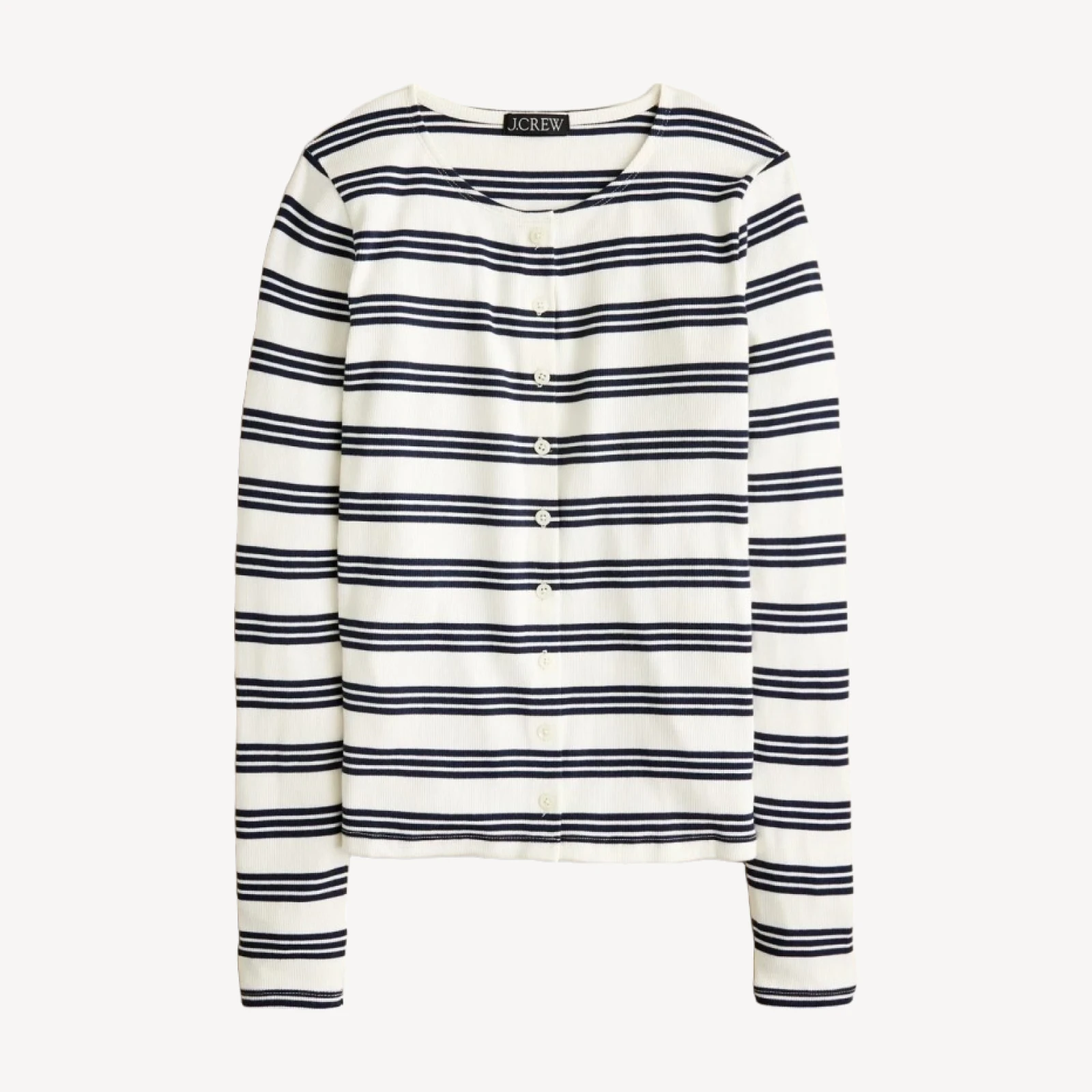 Fine rib knit cardigan in stripe
