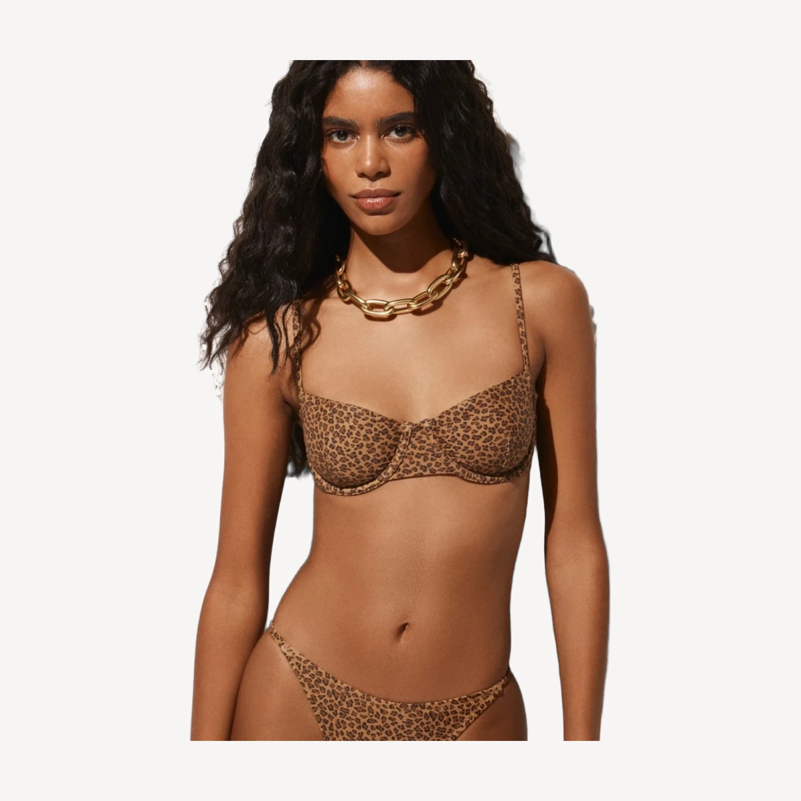Balconette underwire bikini top in leopard print