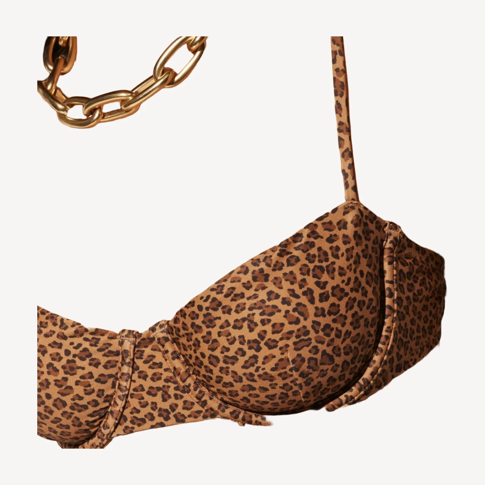 Balconette underwire bikini top in leopard print
