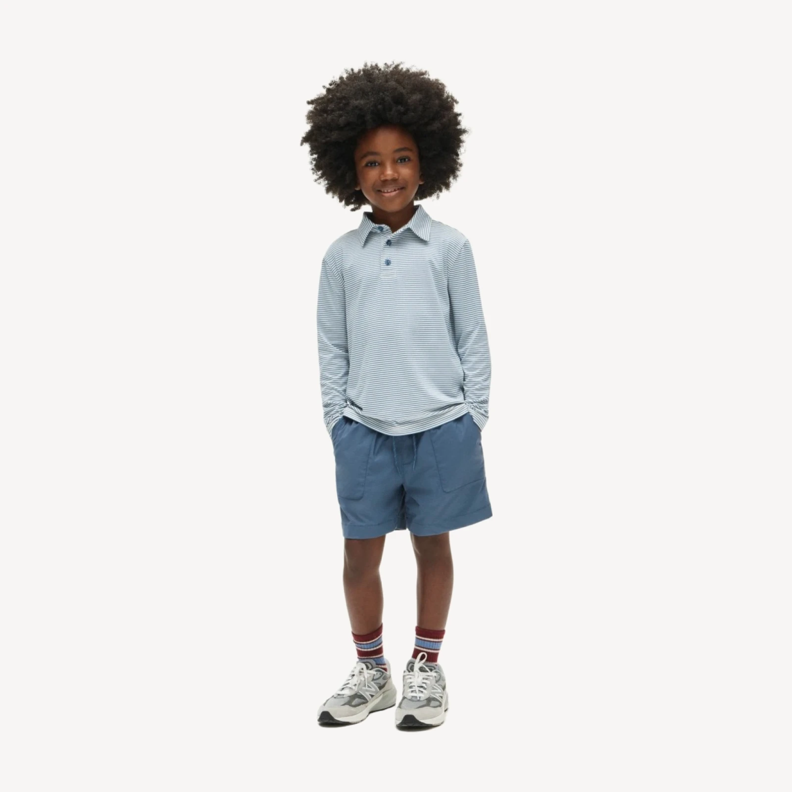Kids' long-sleeve tech polo shirt
