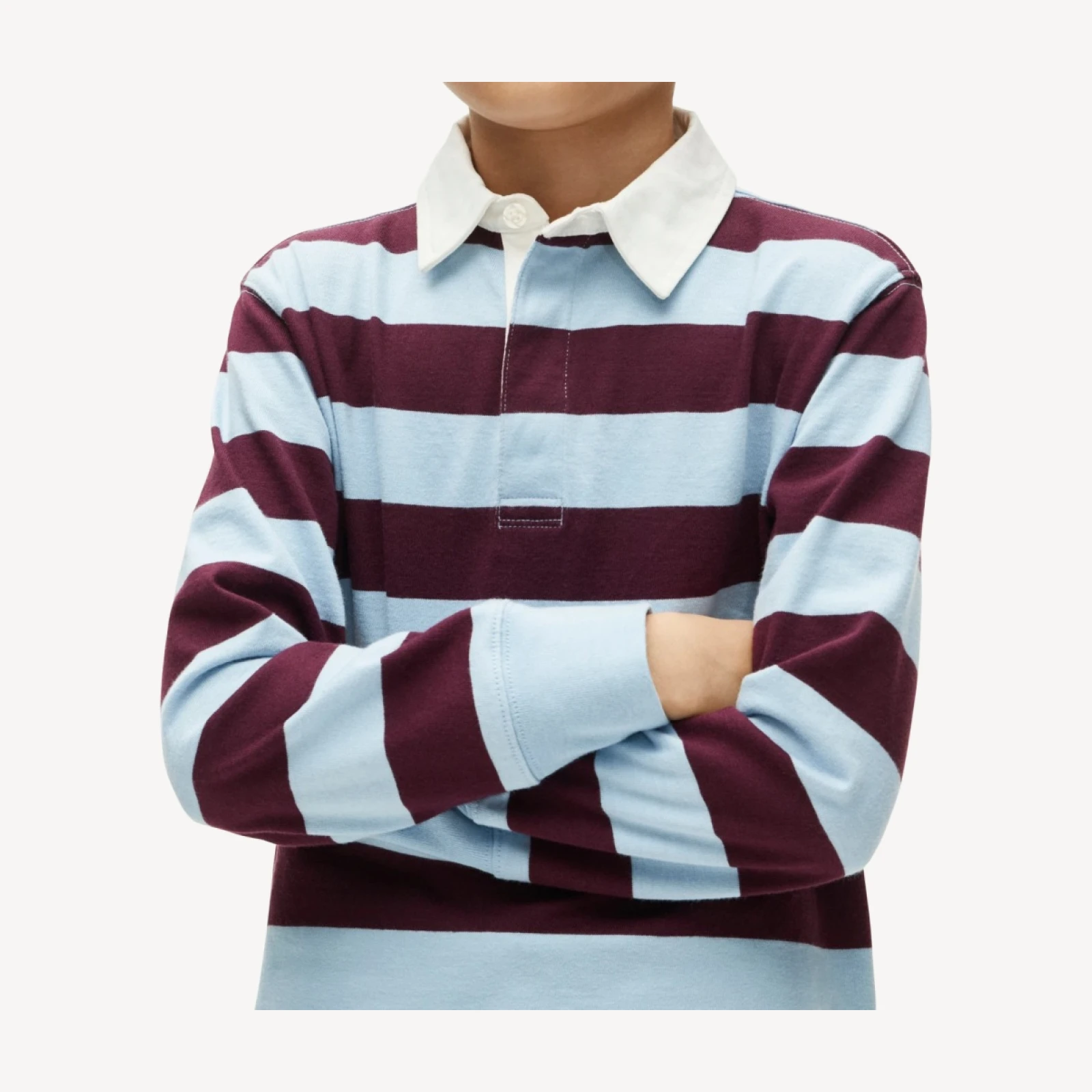 Kids' junior varsity rugby polo shirt in stripe