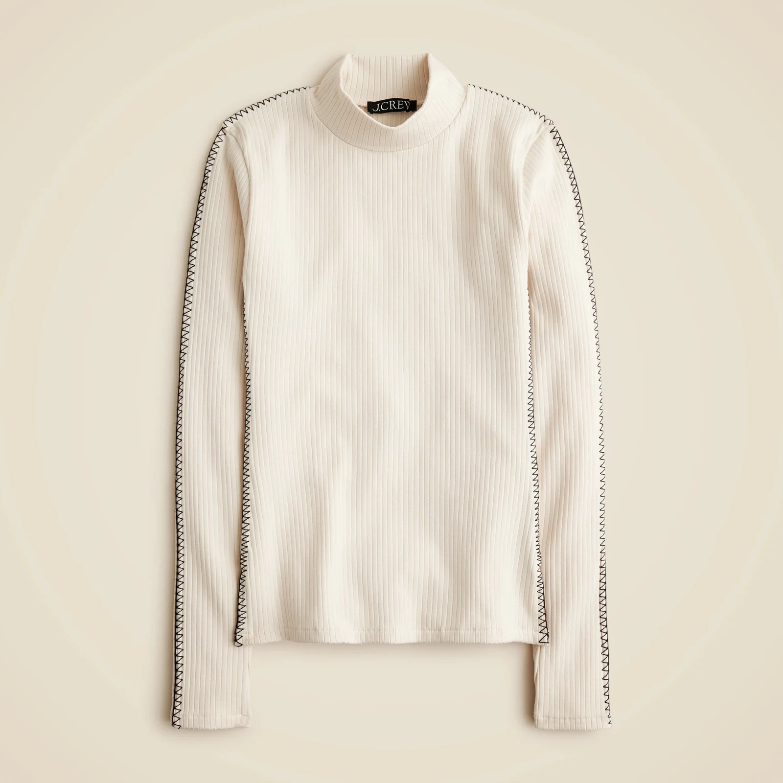 Premium rib turtleneck with whipstitch trim