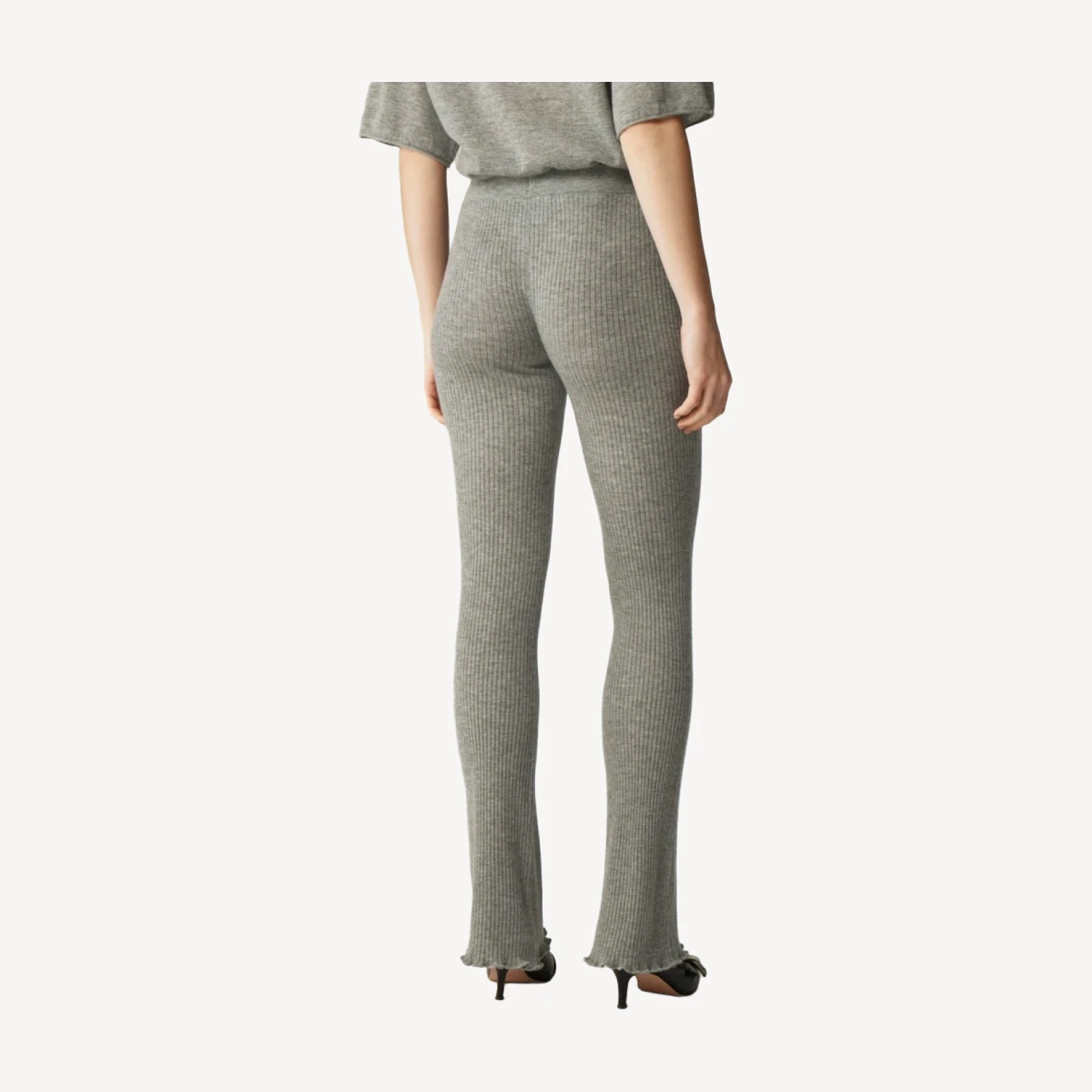 Spring Street ribbed featherweight cashmere flare pant