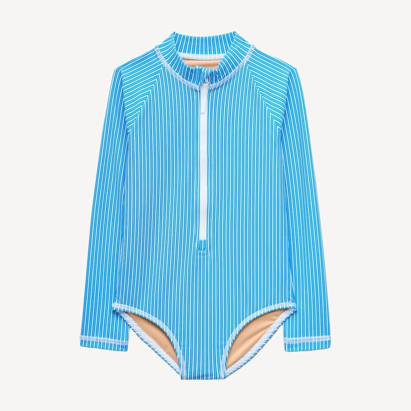 Girls' zip-up rash guard one-piece