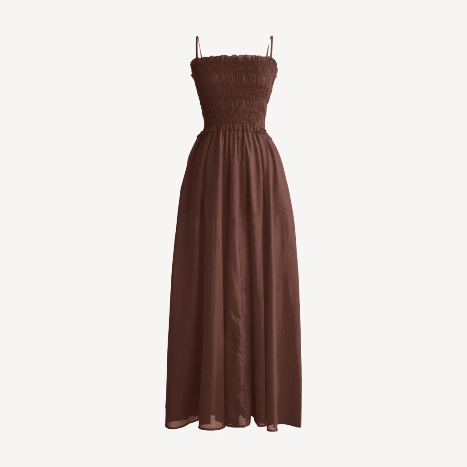 Smocked maxi dress in cotton voile