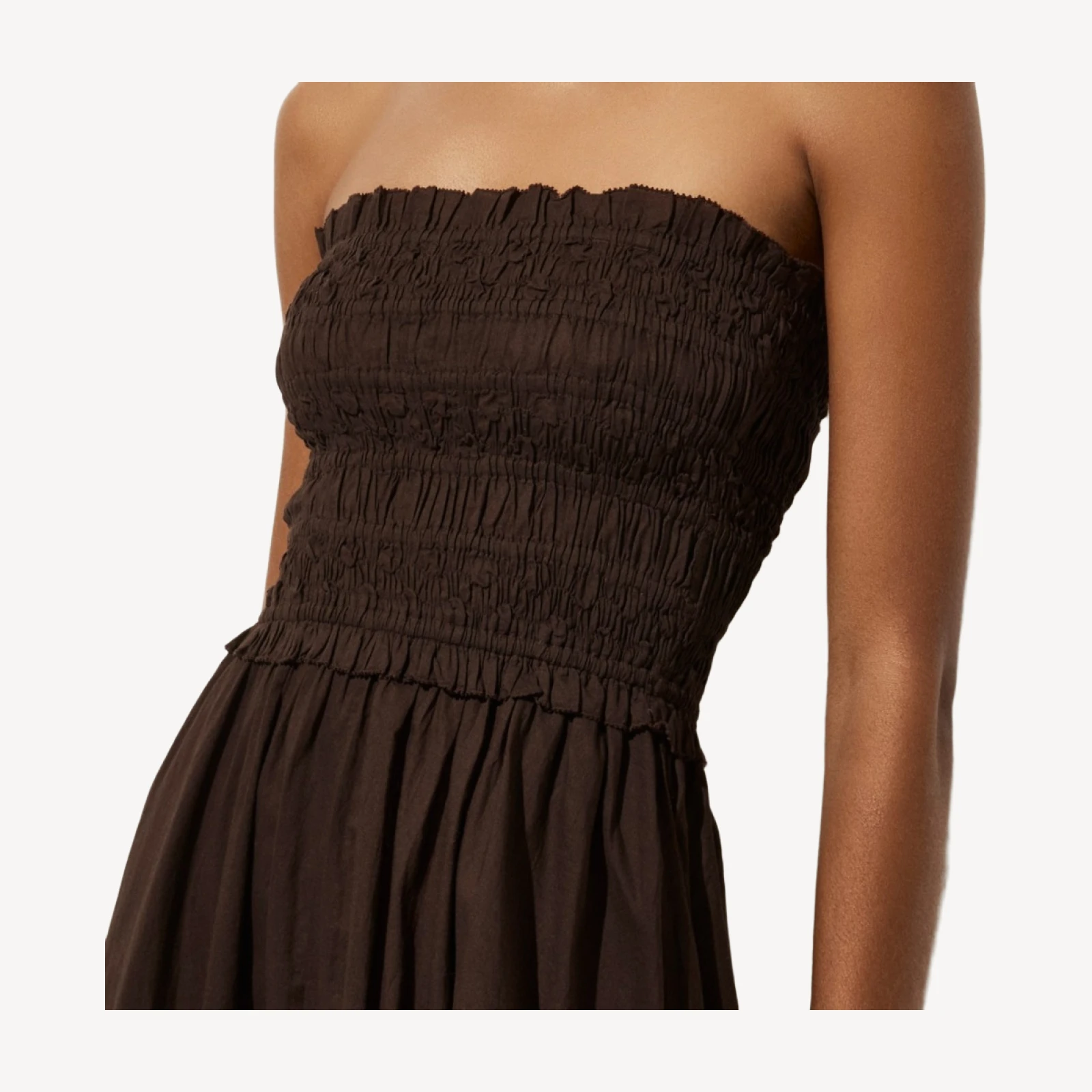 Smocked maxi dress in cotton voile