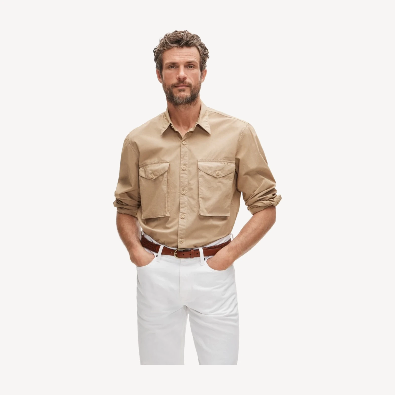 Fishing shirt in cotton poplin sail cloth
