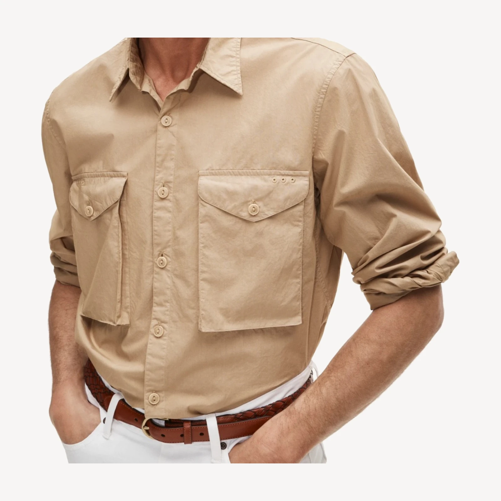 Fishing shirt in cotton poplin sail cloth